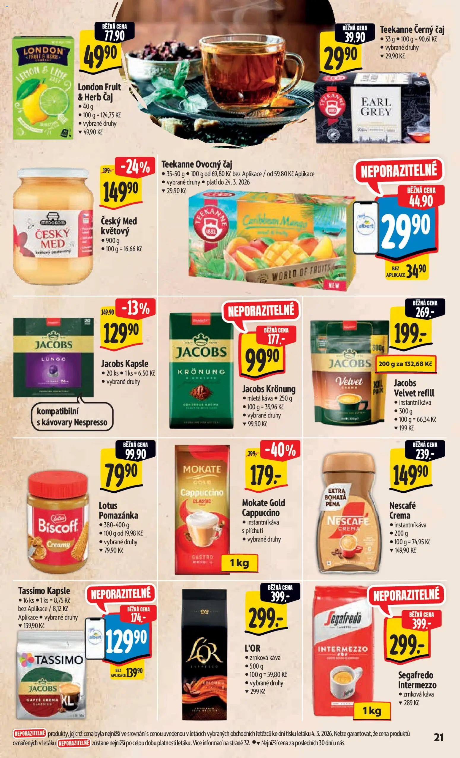 Albert leták - Hypermarket od 11.03.2026 | Strana: 29 | Produkty: L'Or, Jacobs Kronung, Pomazánka, Mletá káva