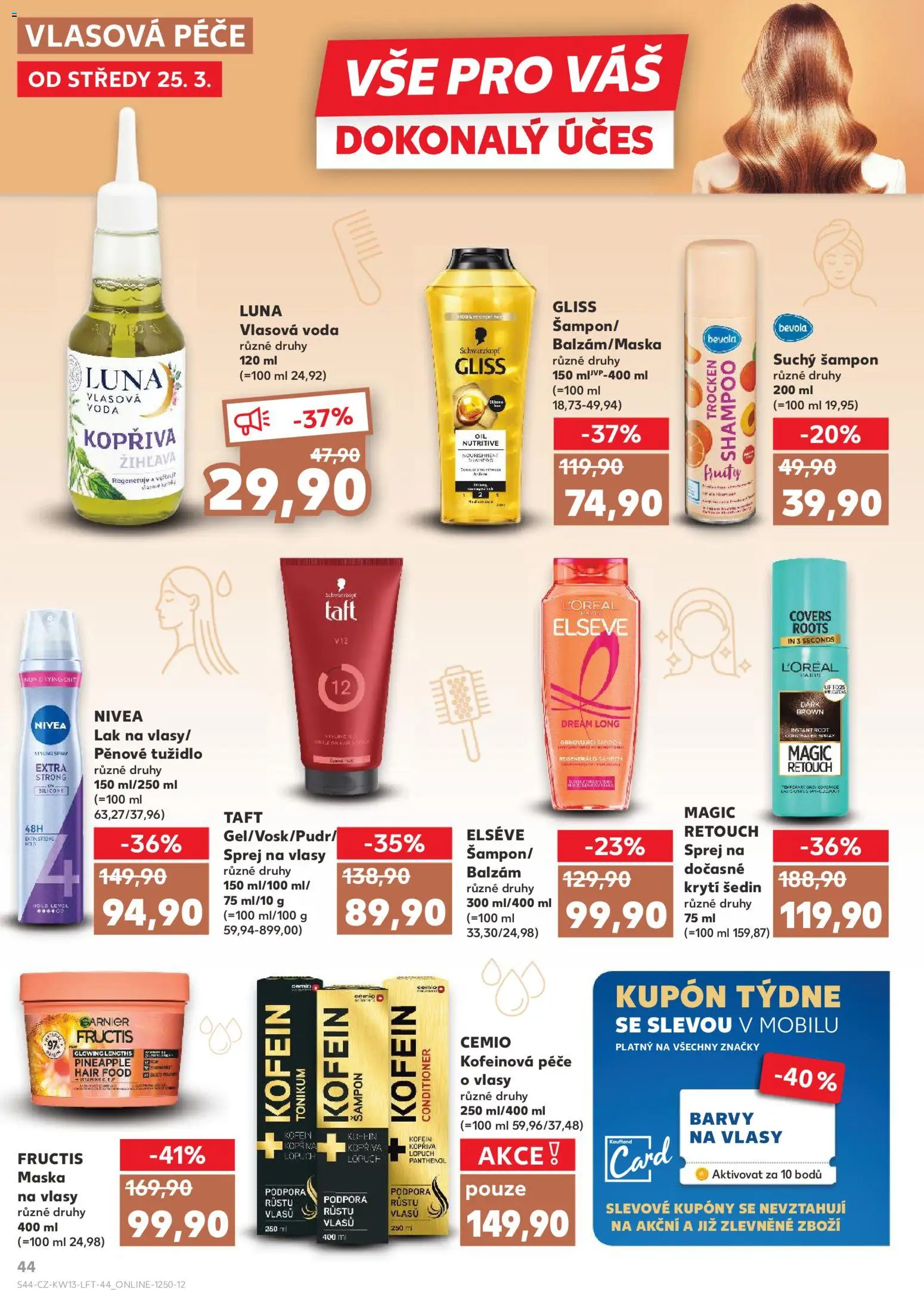 Kaufland leták - Plzeň Bory od 25.03.2026 | Strana: 44 | Produkty: Nivea, Barvy, Šampon, Tužidlo