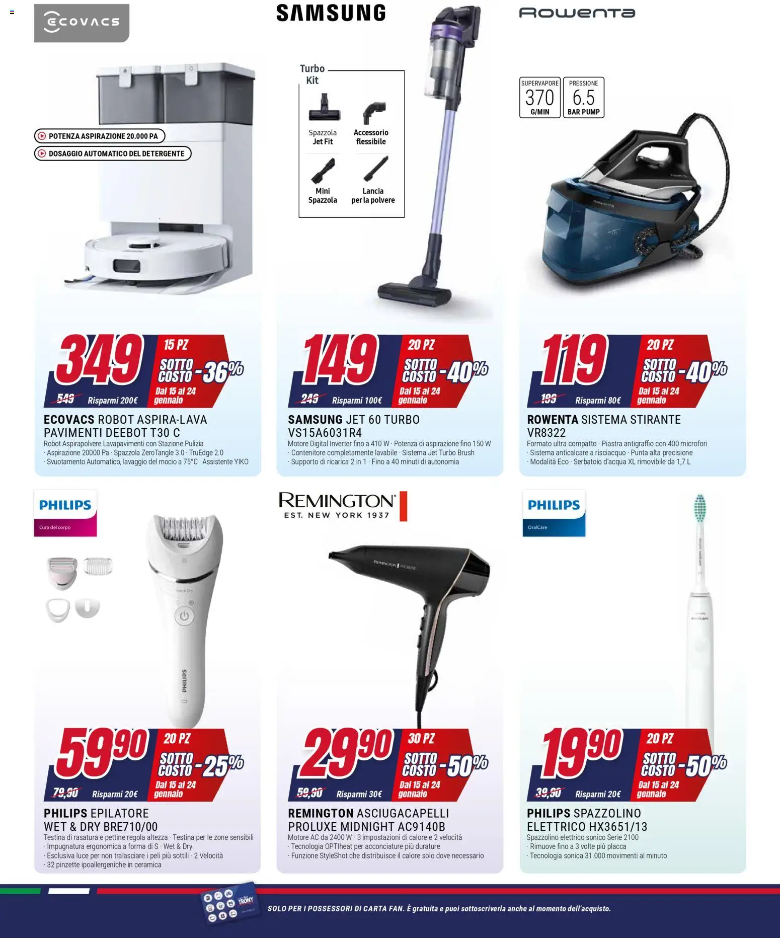Volantino Trony del 15.01.2026 | Pagina: 4 | Prodotti: Contenitore, Aspirapolvere, Epilatore, Samsung