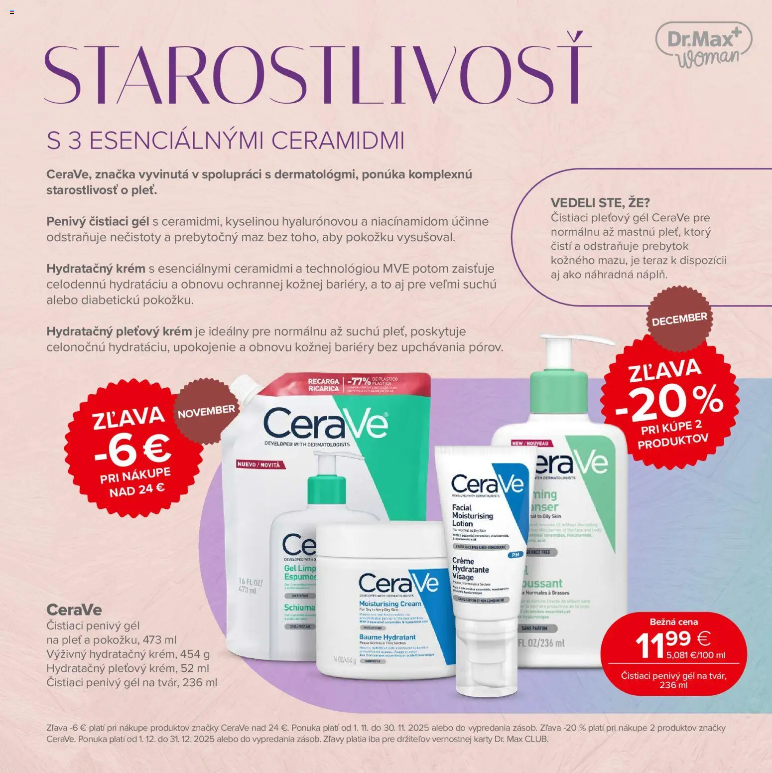 Nové Dr. Max akcie – leták je platný od 07.11.2025 | Strana: 13 | Produkty: Krém, Šál, CeraVe