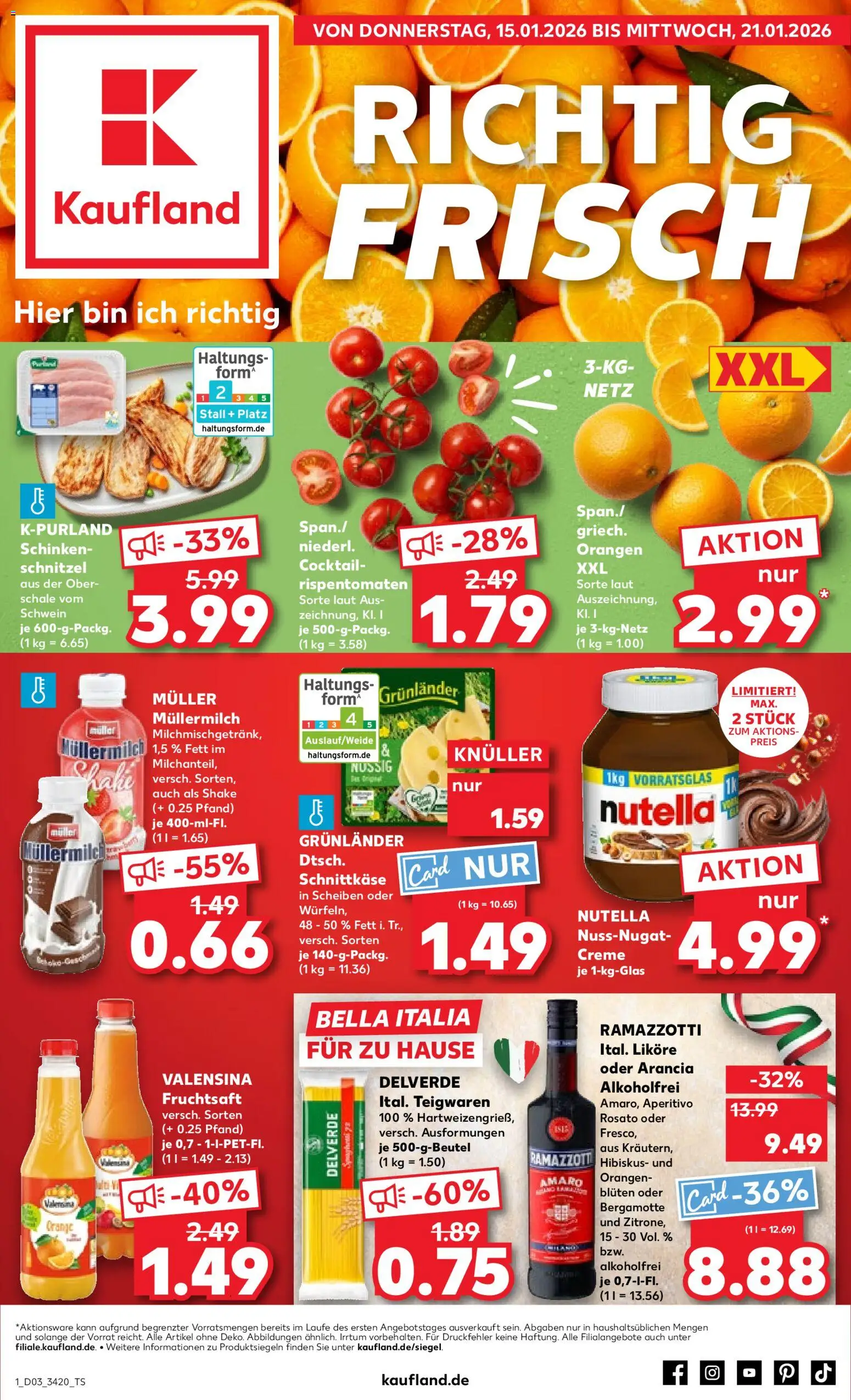 Kaufland prospekt Potsdam	 – gültig ab 15.01.2026 | Seite: 1 | Produkte: Nutella, Grunlander, Müllermilch, Muller mullermilch