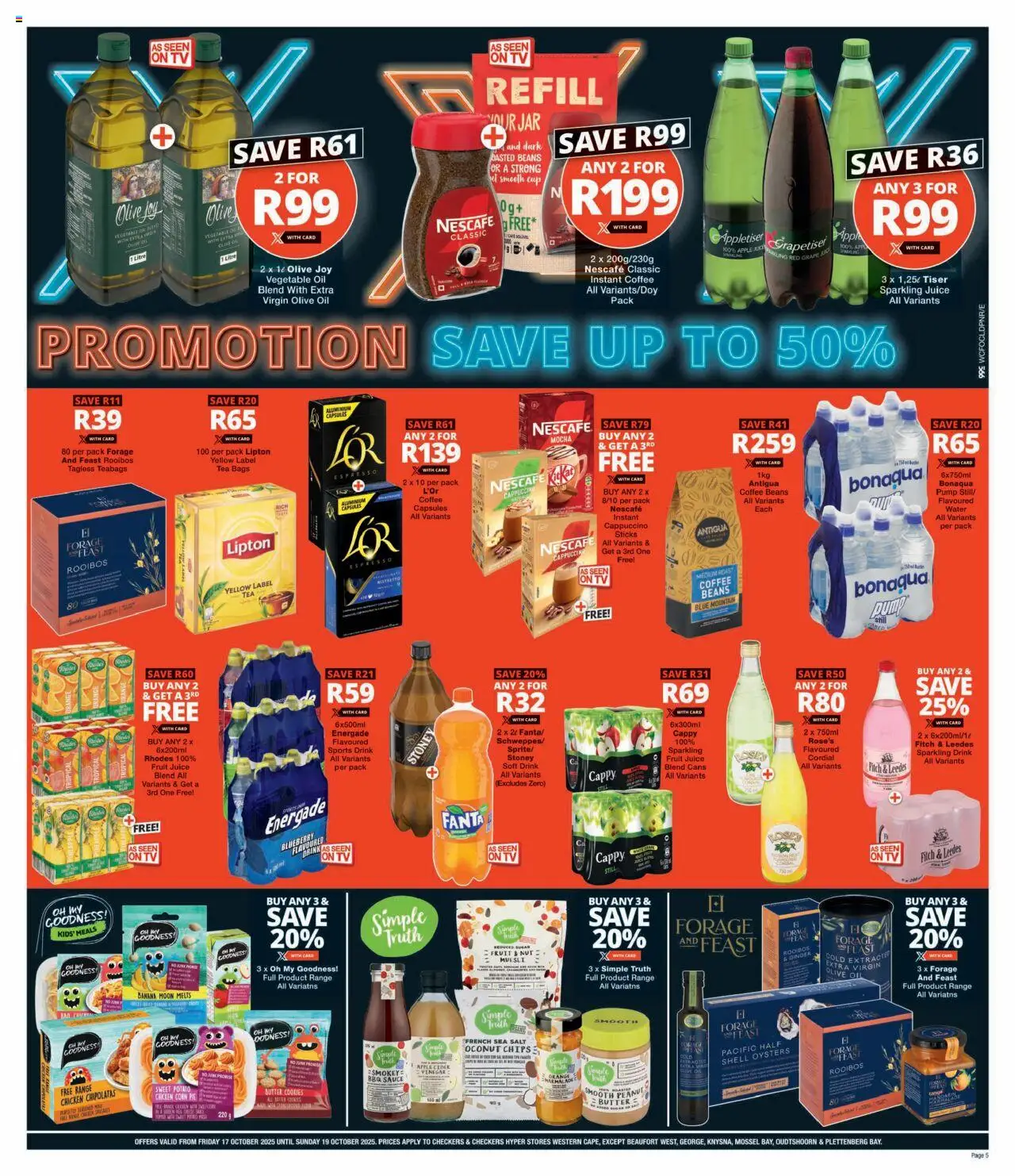 New Checkers catalogue – valid from 17.10.2025 | Page: 5 | Products: Water, Sauce, Salt, Estuche organizador de viaje