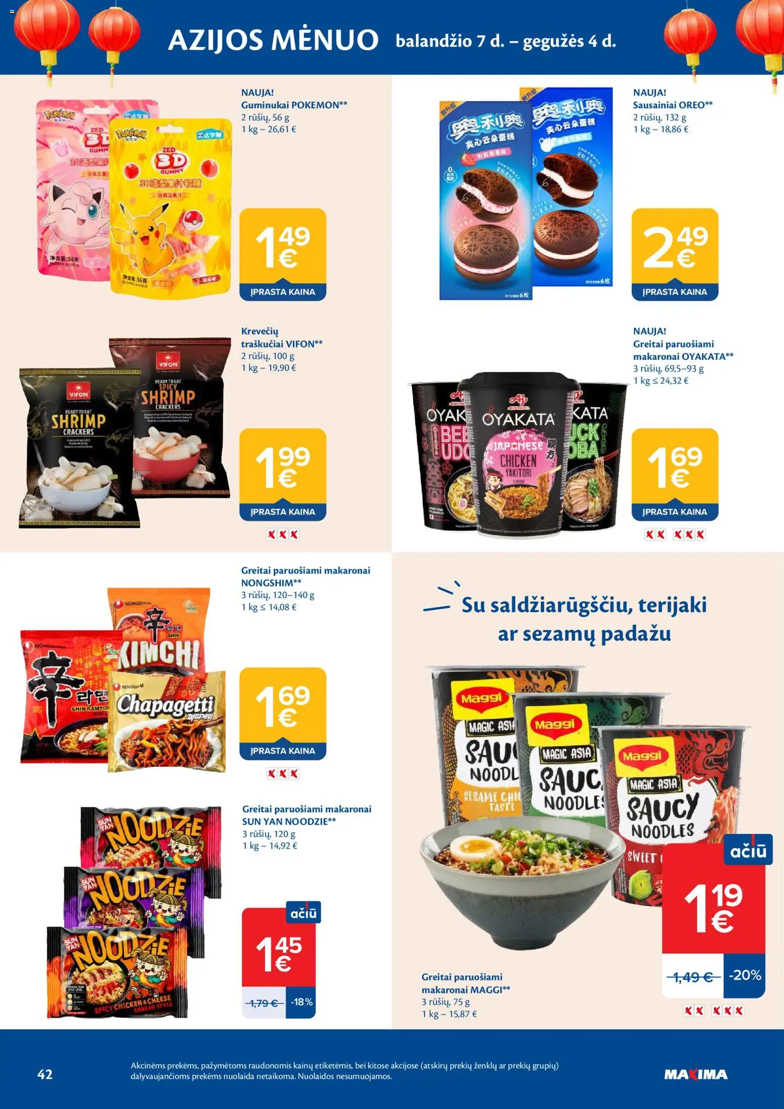 MAXIMA akcijos nuo 21.04.2026 | Puslapis: 42 | Prekių: Sausainiai, Guminukai, Makaronai, Traškučiai