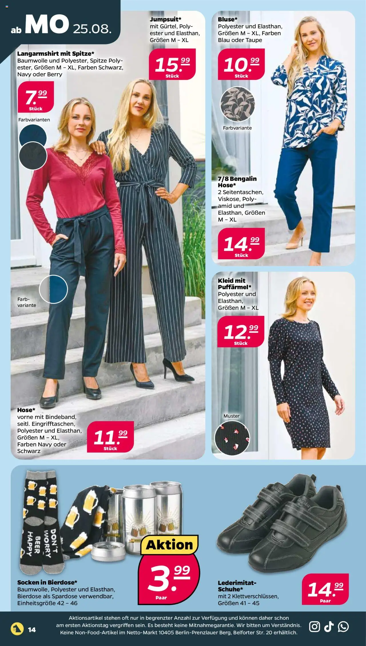 Netto Prospekt 	 - gültig ab dem 25.08.2025 | Seite: 14 | Produkte: Langarmshirt, Socken, Kleid