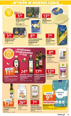 Pogląd oferty "E.Leclerc Gazetka" - ważna od 13.01.2026 | Strona: 15 | Produkty: Imbir, Chleb, Olej kokosowy, Bułki do hot dogów