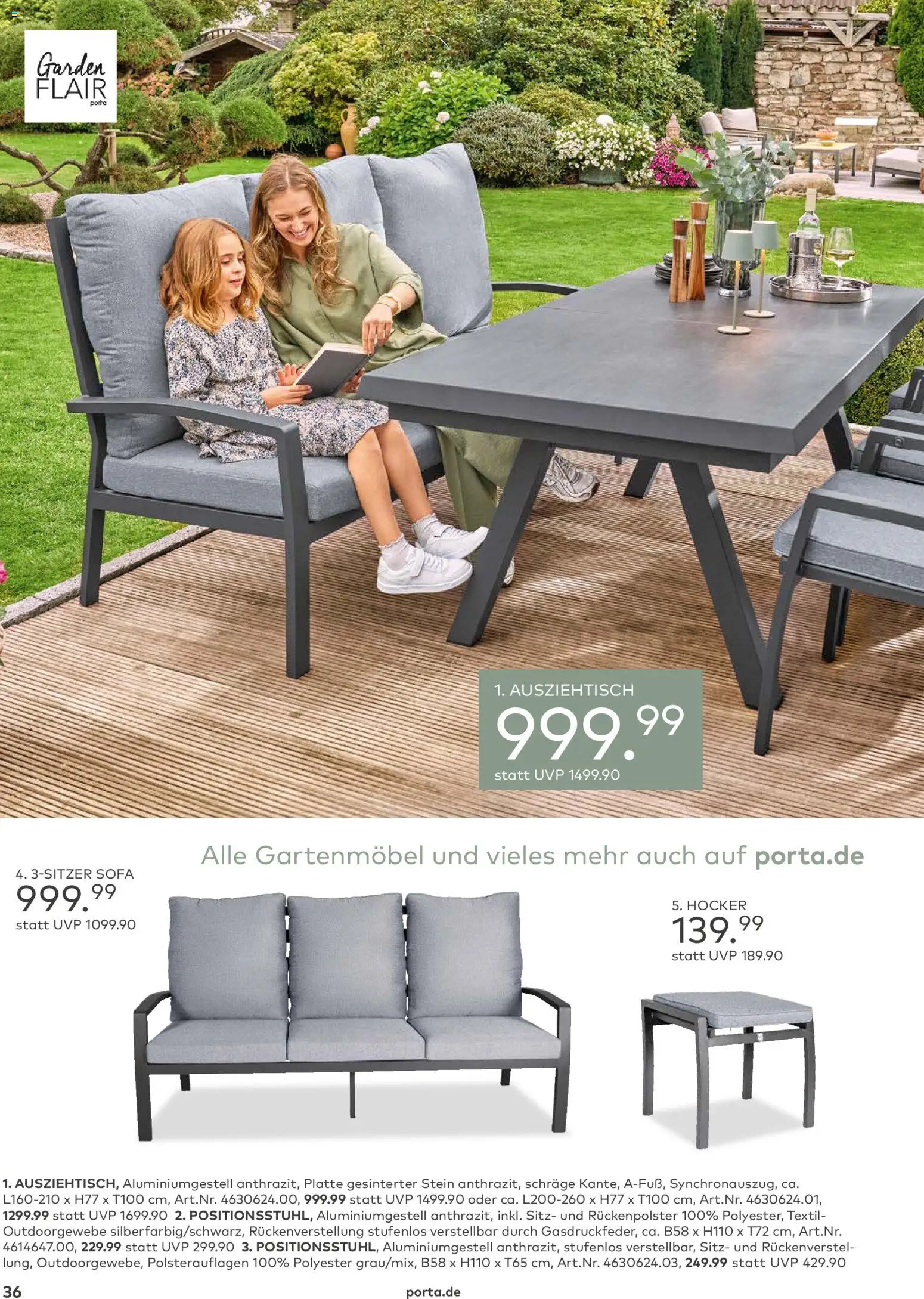 Porta! Gartenmöbel Katalog – gültig ab 01.03.2026 | Seite: 36 | Produkte: Hocker, Sofa, Gartenmöbel