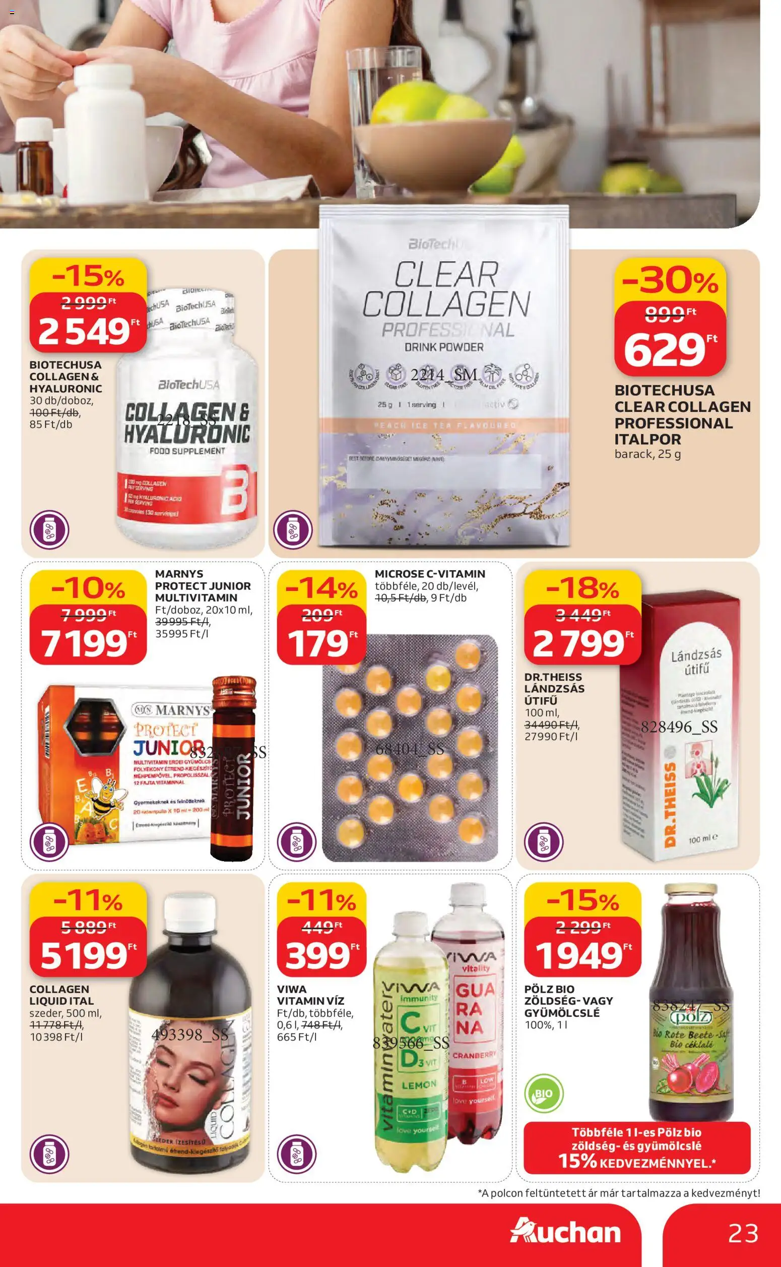 Auchan akciós ujság - amely érvényes a következő dátumtól: 12.02.2026 | Oldal: 23 | Termékek: Gyümölcs, Ice tea, Zöldség, Tea