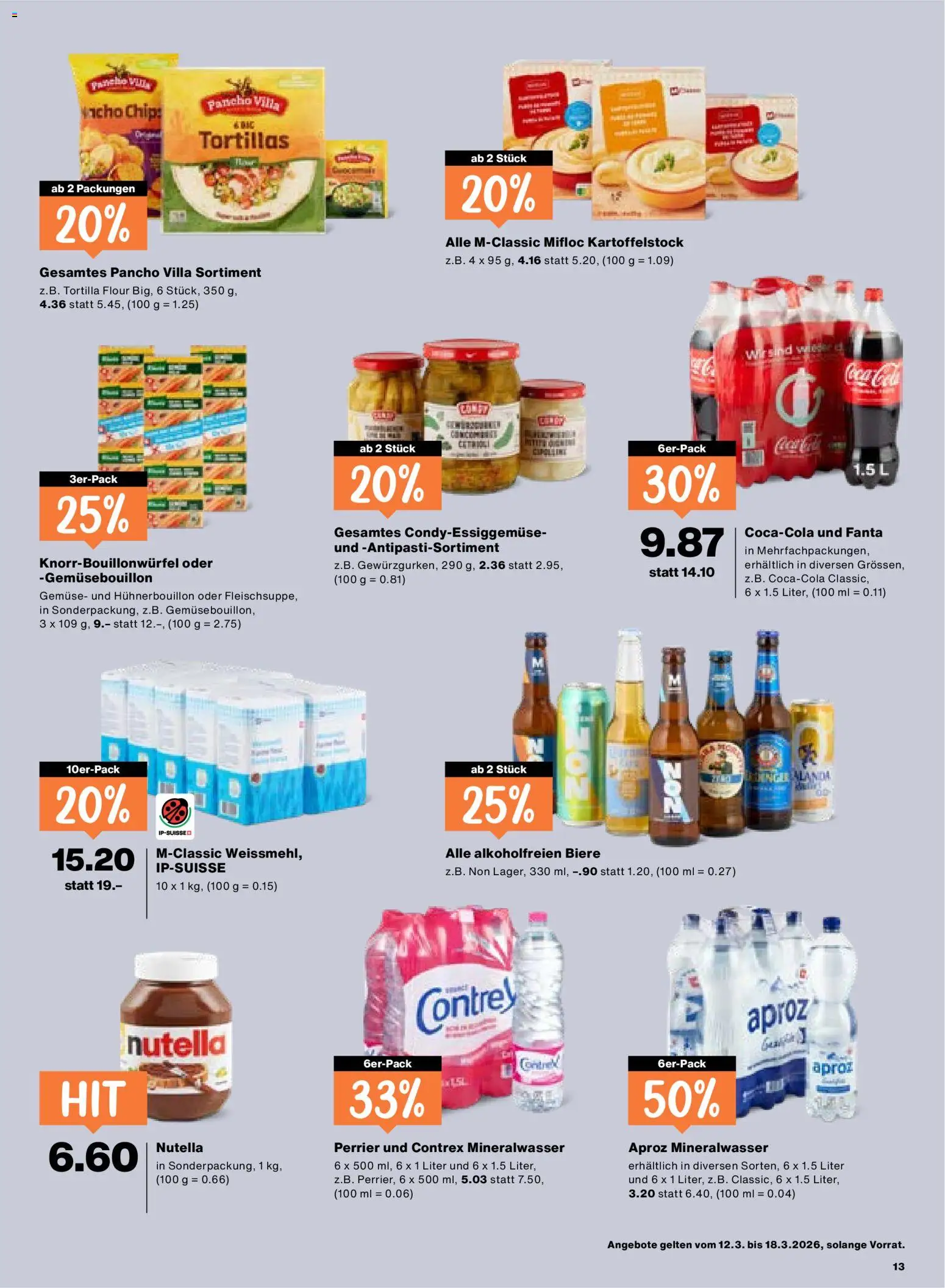 Migros aktionen – gültig ab 12.03.2026 | Seite: 13 | Produkte: Coca Cola, Fanta, Mineralwasser, Gemüse