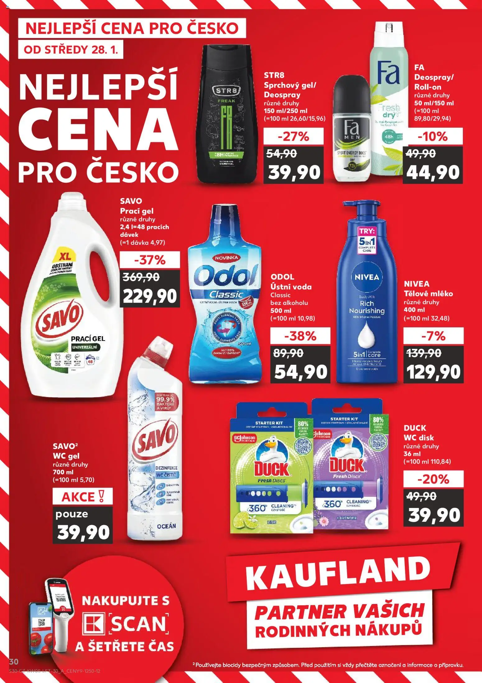 Kaufland leták - Plzeň Bory od 28.01.2026 | Strana: 30 | Produkty: Tělové mléko, Antiperspirant, Savo, Body