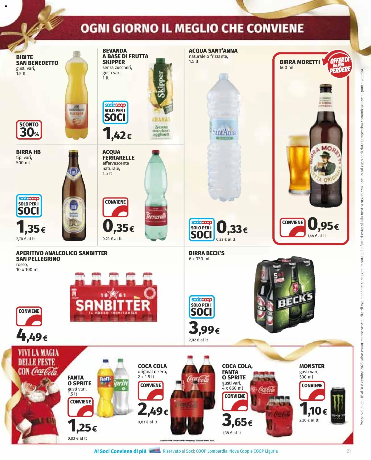 Volantino COOP del 18.12.2025 | Pagina: 21 | Prodotti: Acqua, Ananas, Ferrarelle, Aperitivo