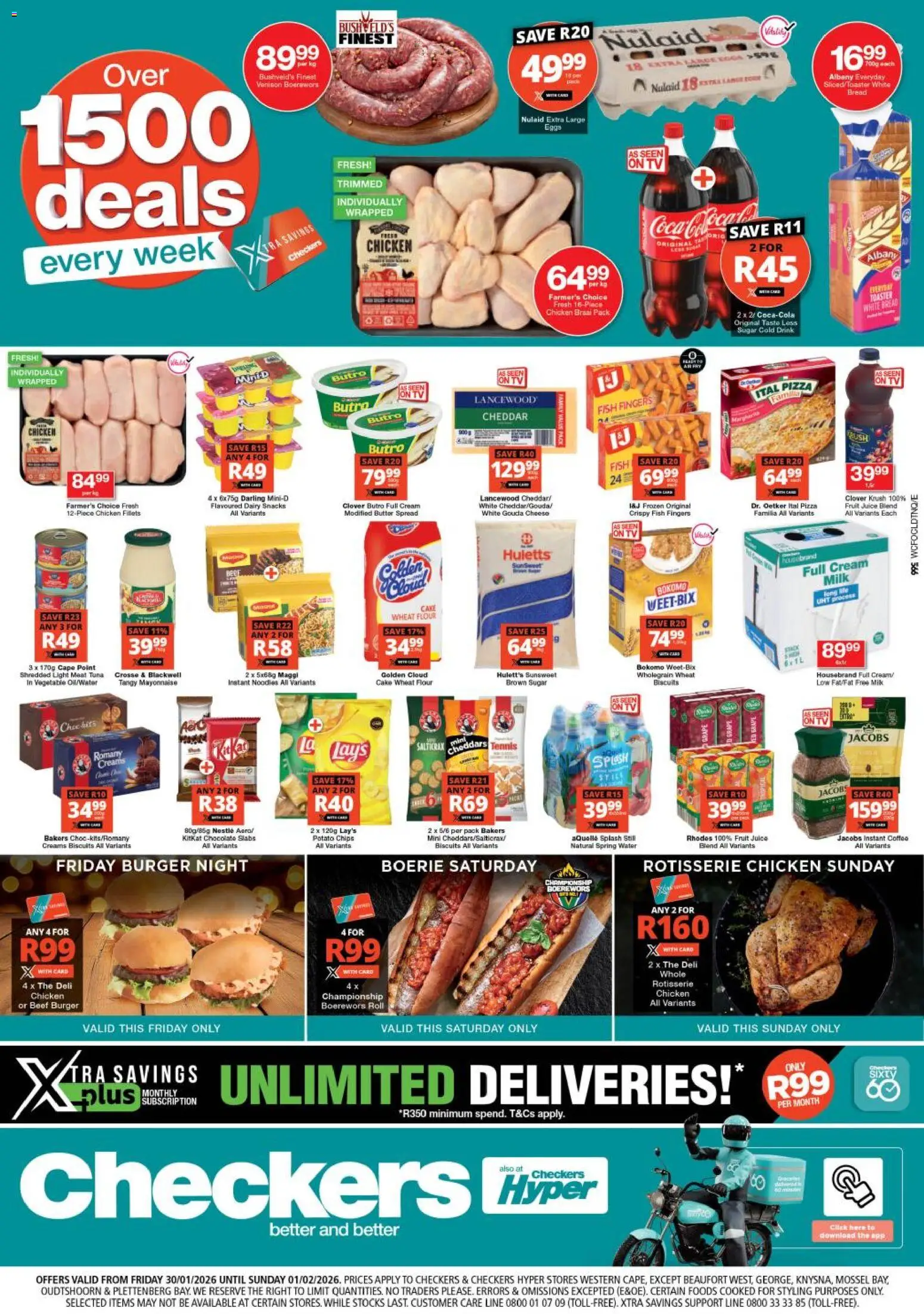 New Checkers catalogue – valid from 30.01.2026 | Page: 1 | Products: Bread, Biscuits, Beef, Fruit
