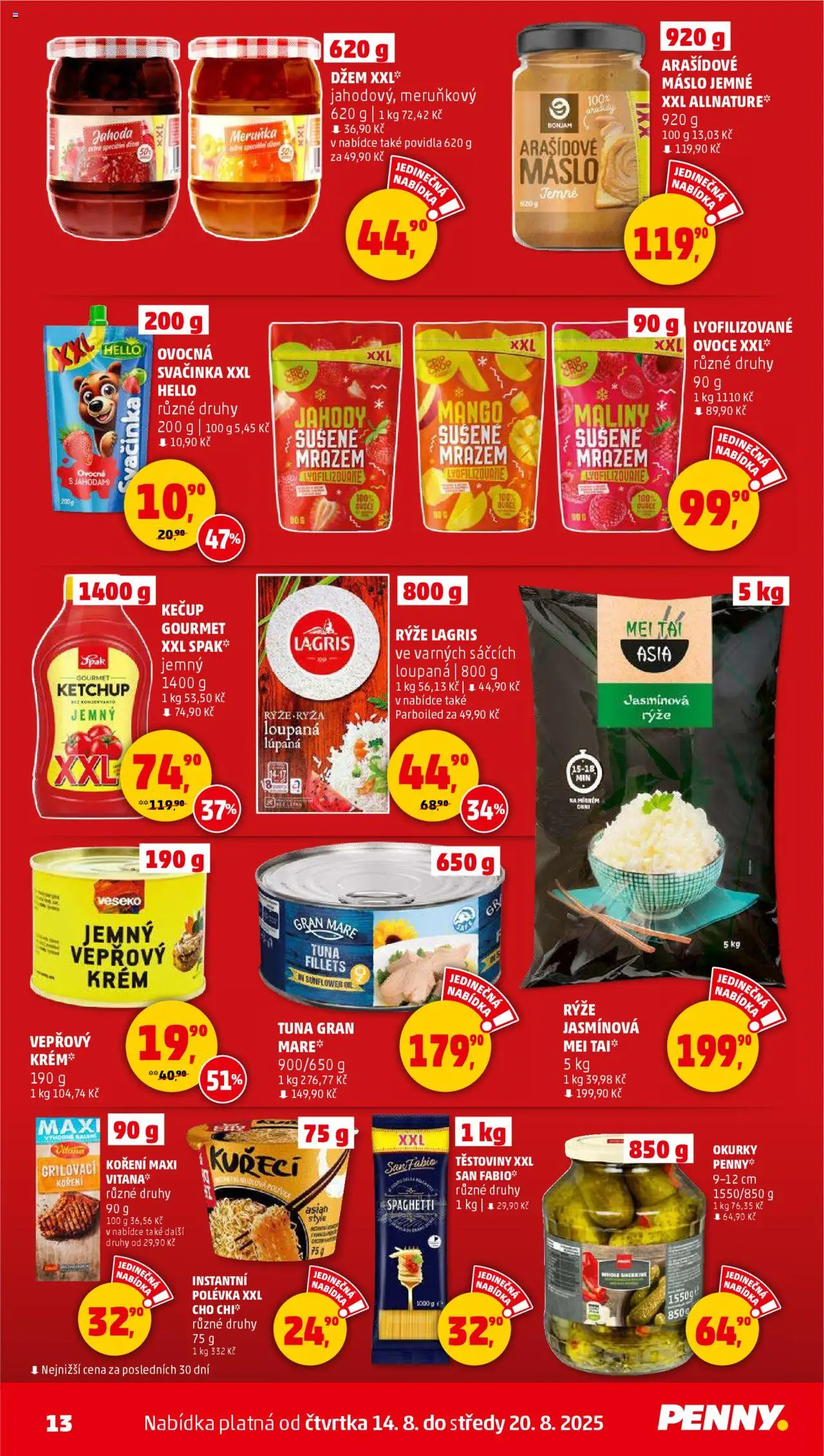 Penny Market leták - Čtvrtečník od 14.08.2025 | Strana: 13 | Produkty: Gourmet, Džem, Máslo, Kečup