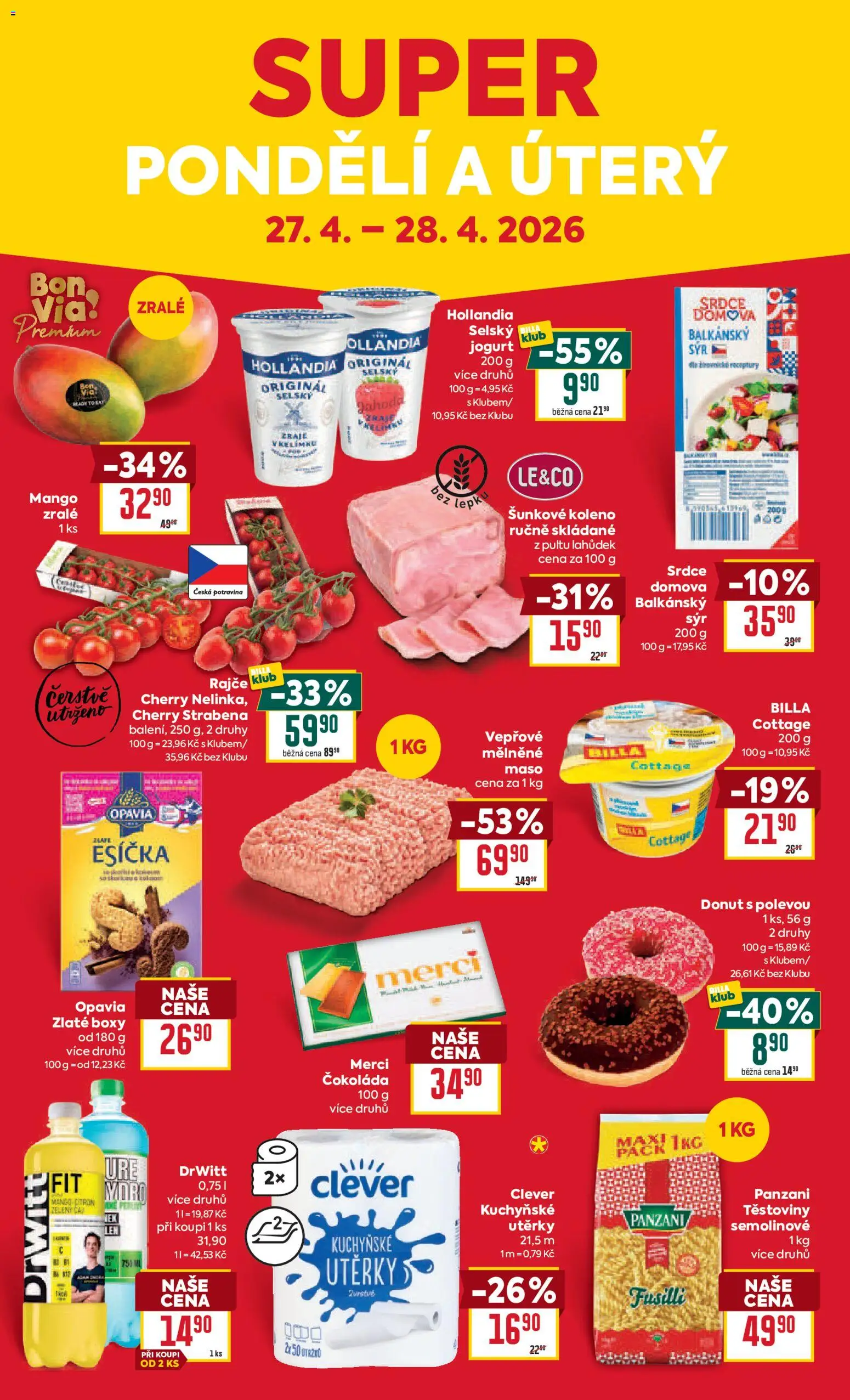 Billa Velký leták od 22.04.2026 | Strana: 32 | Produkty: Mango, Čokoláda, Drwitt, Maso
