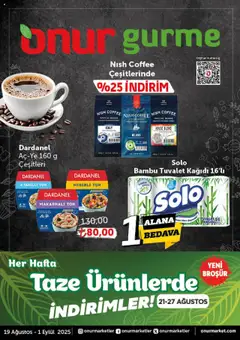 19.08.2025 tarihinden itibaren geçerli olan Onur Market kataloğu önizlemesi