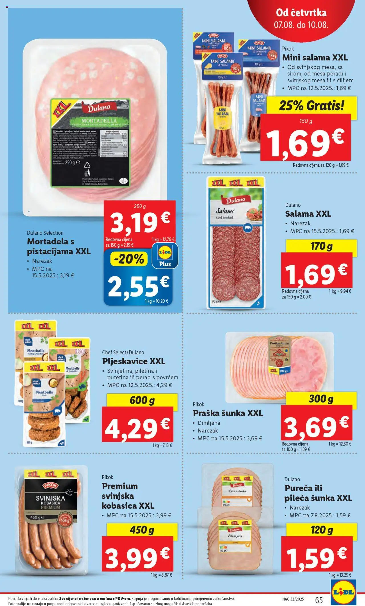 Lidl katalog | vrijedi od 04.08.2025 | Stranica: 65 | Proizvodi: Salama, Mortadela, Narezak, Kobasica