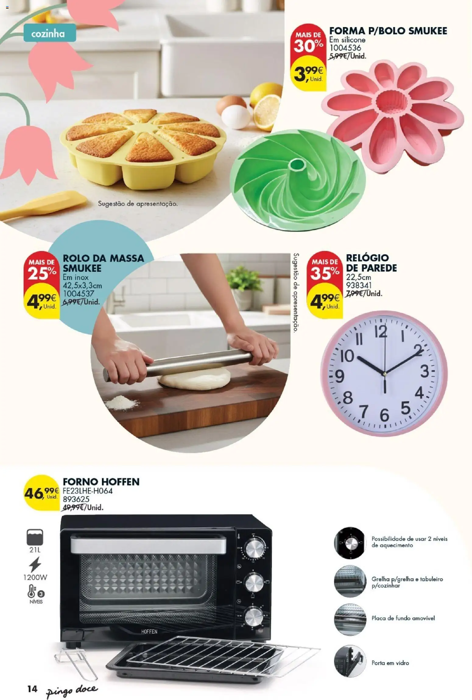 Pingo Doce - Bazar Primavera │ válido de 07.04.2026 | Página: 14 | Produtos: Relógio, Porta, Forno, Massa