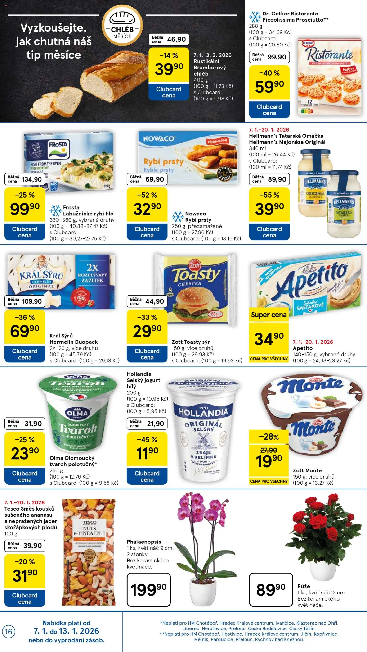 Tesco leták - Hypermarket od 07.01.2026 | Strana: 16 | Produkty: Chléb, Květináče, Rybí filé, Majonéza