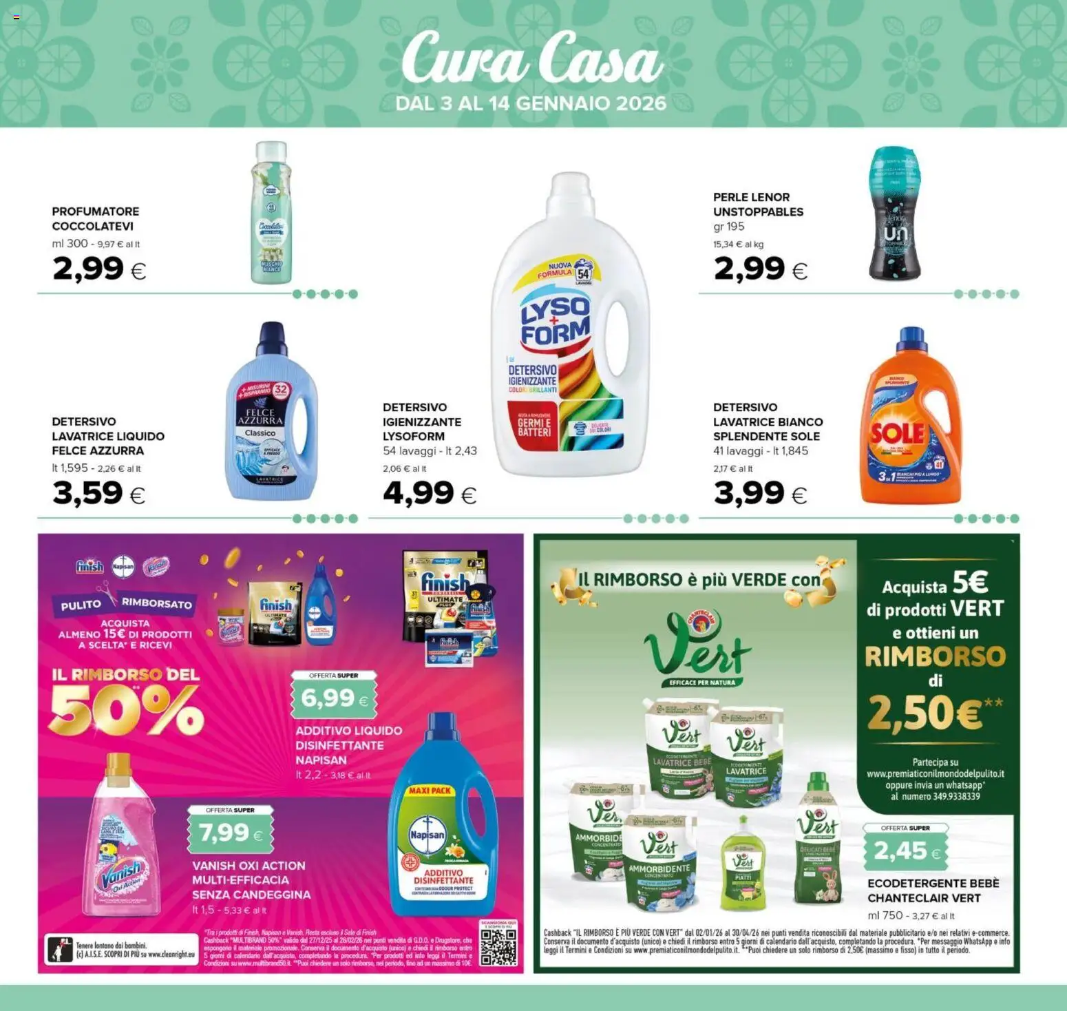 Volantino Oasi del 03.01.2026 | Pagina: 27 | Prodotti: Ammorbidente, Candeggina, Sale, Lavatrice
