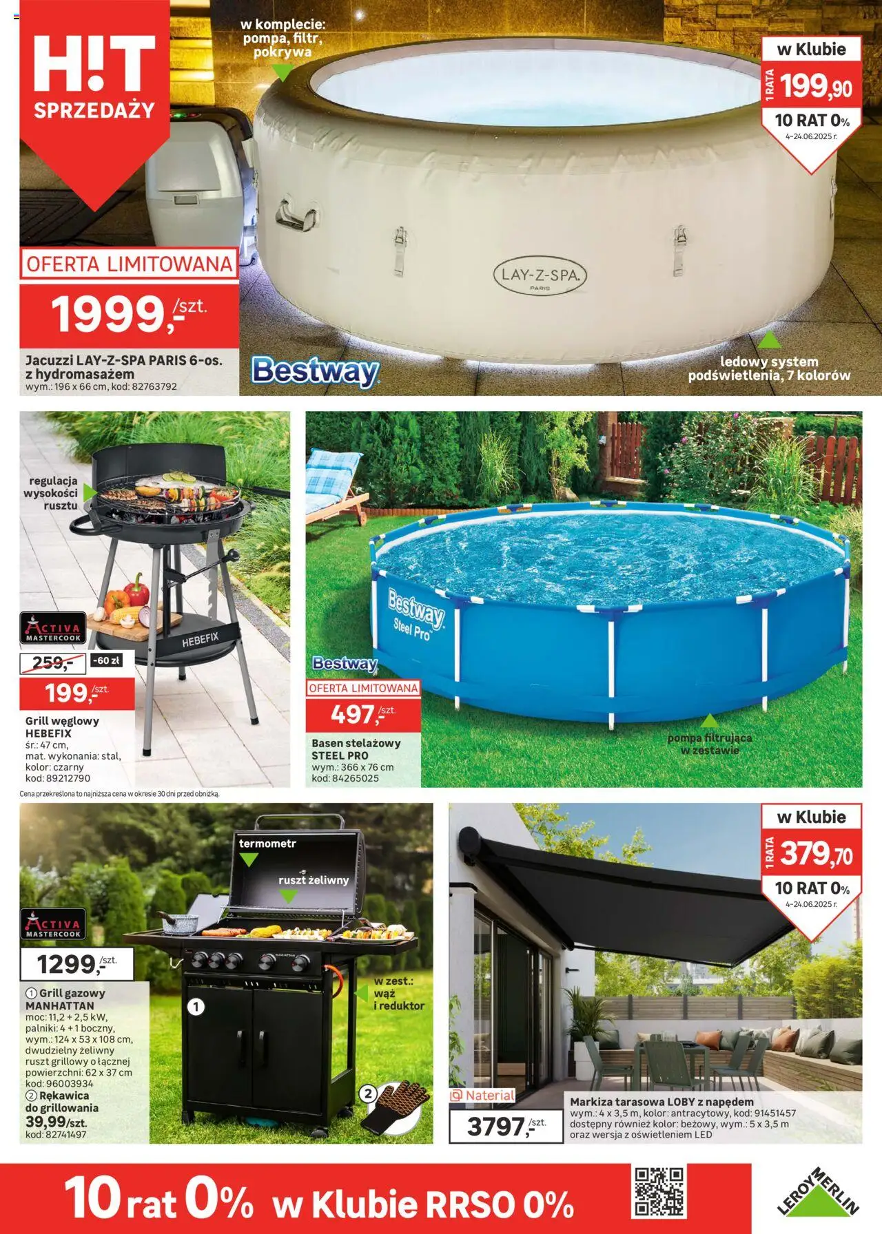Leroy Merlin Gazetka od 04.06.2025 | Strona: 3 | Produkty: Grill, Termometr, Grill gazowy, Basen