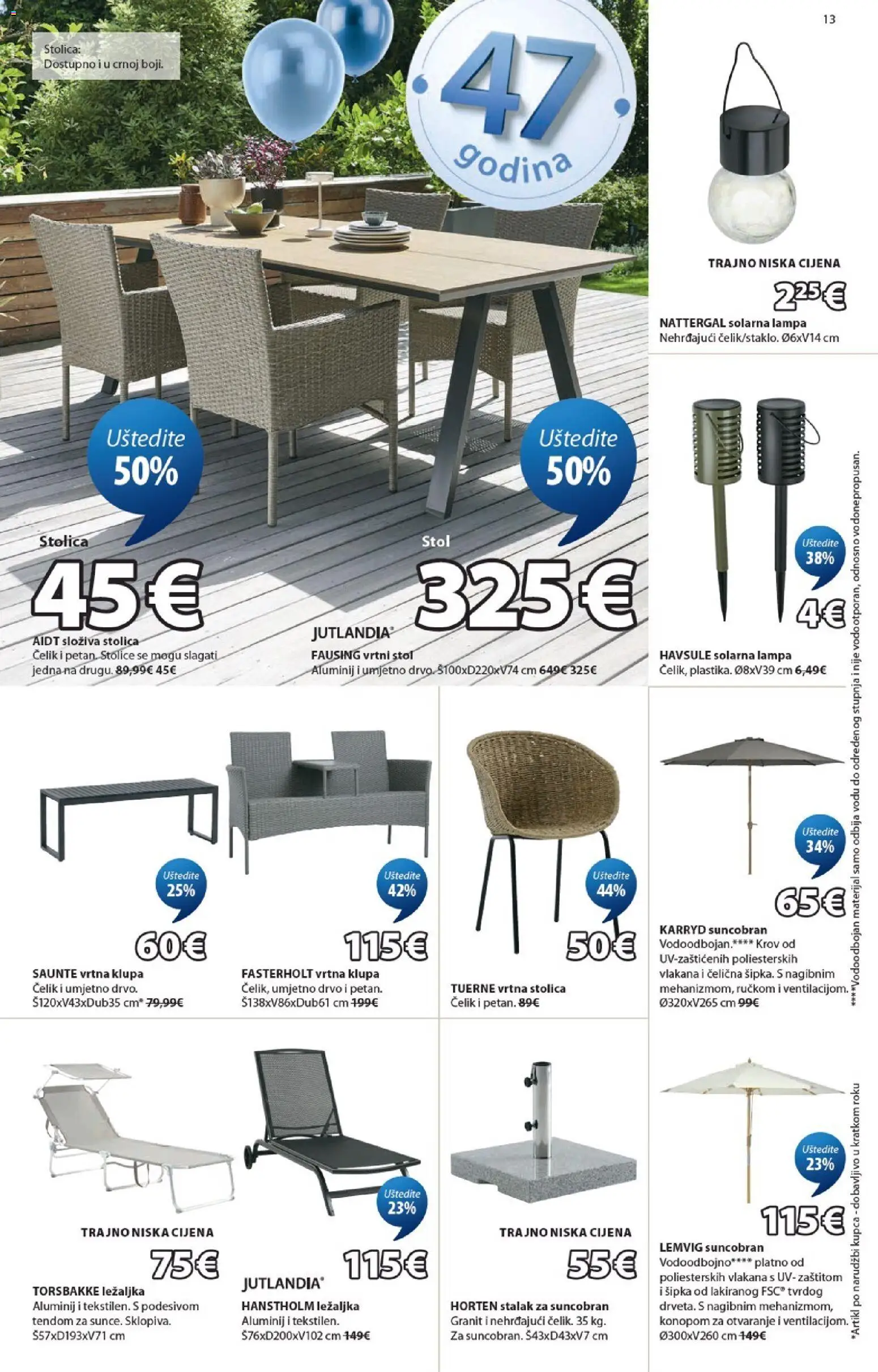 JYSK katalog | vrijedi od 15.04.2026 | Stranica: 13 | Proizvodi: Ležaljka, Stol, Stolica, Suncobran