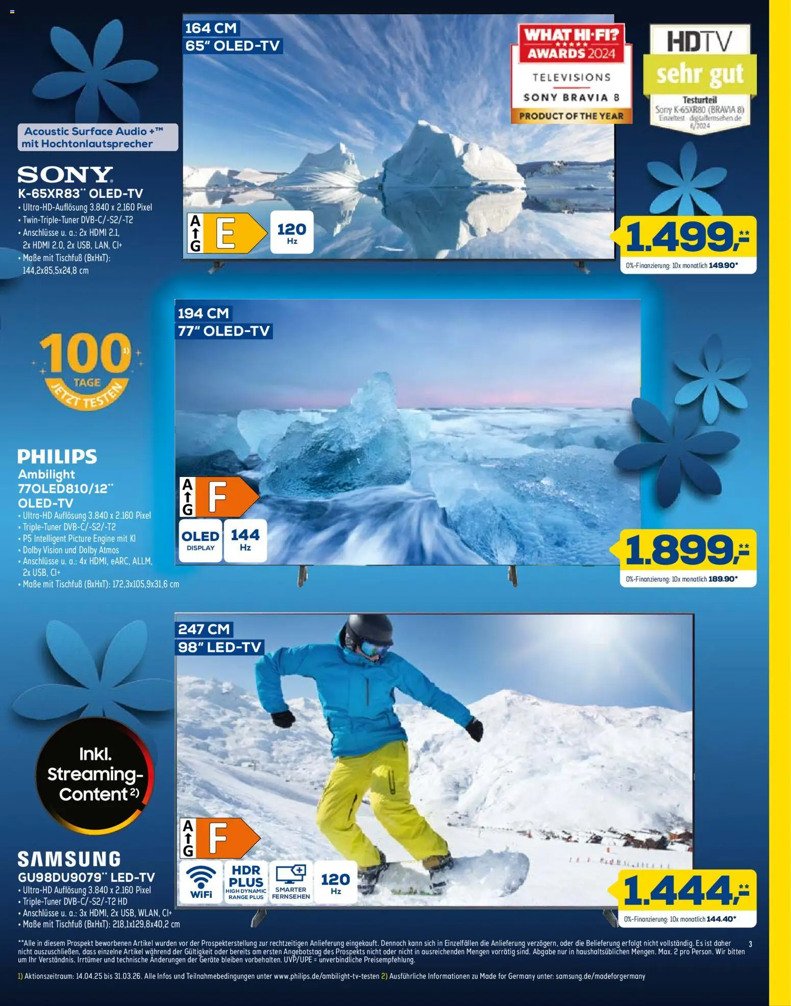 Euronics Technik in voller Blüte – gültig ab 28.02.2026 | Seite: 3 | Produkte: Hifi, Sony, Philips, Samsung
