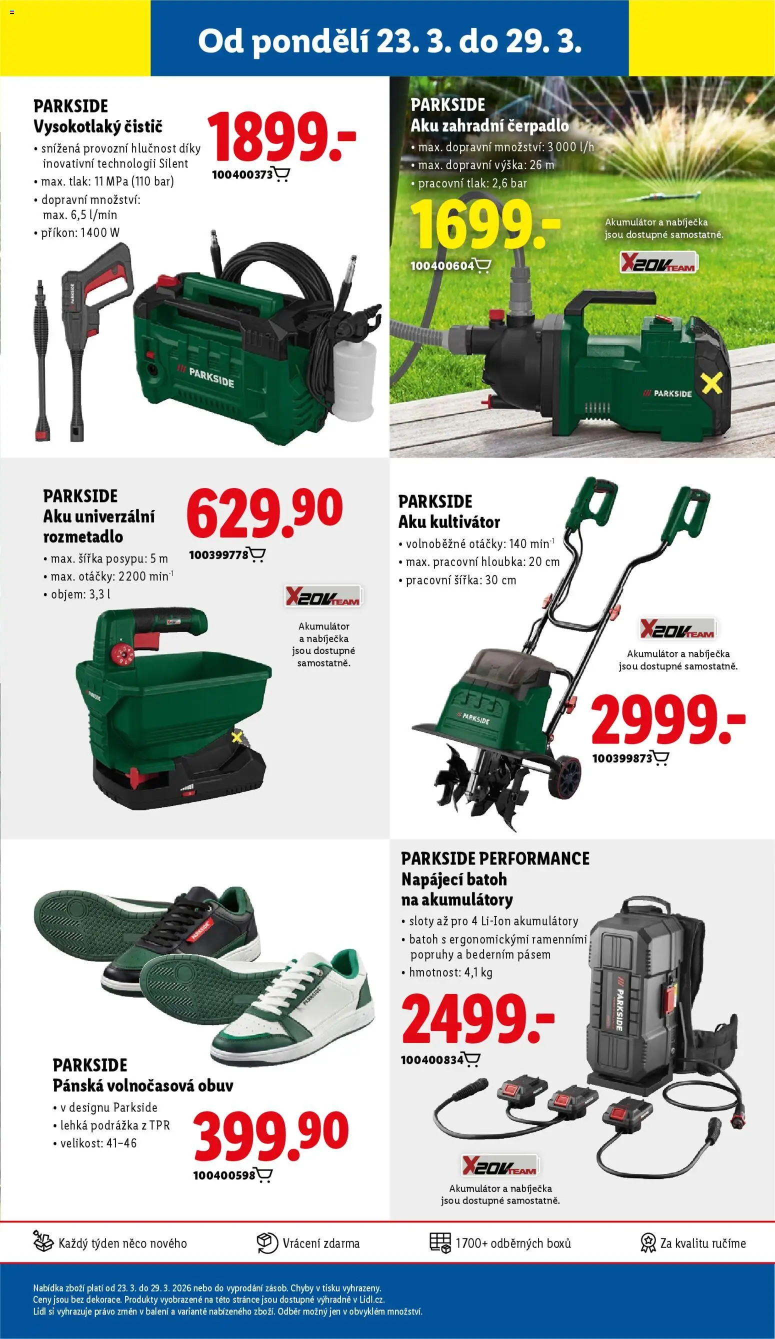 Lidl leták - Spotřební zboží od 23.03.2026 | Strana: 19 | Produkty: Parkside, Kultivátor, Batoh, Vysokotlaký čistič