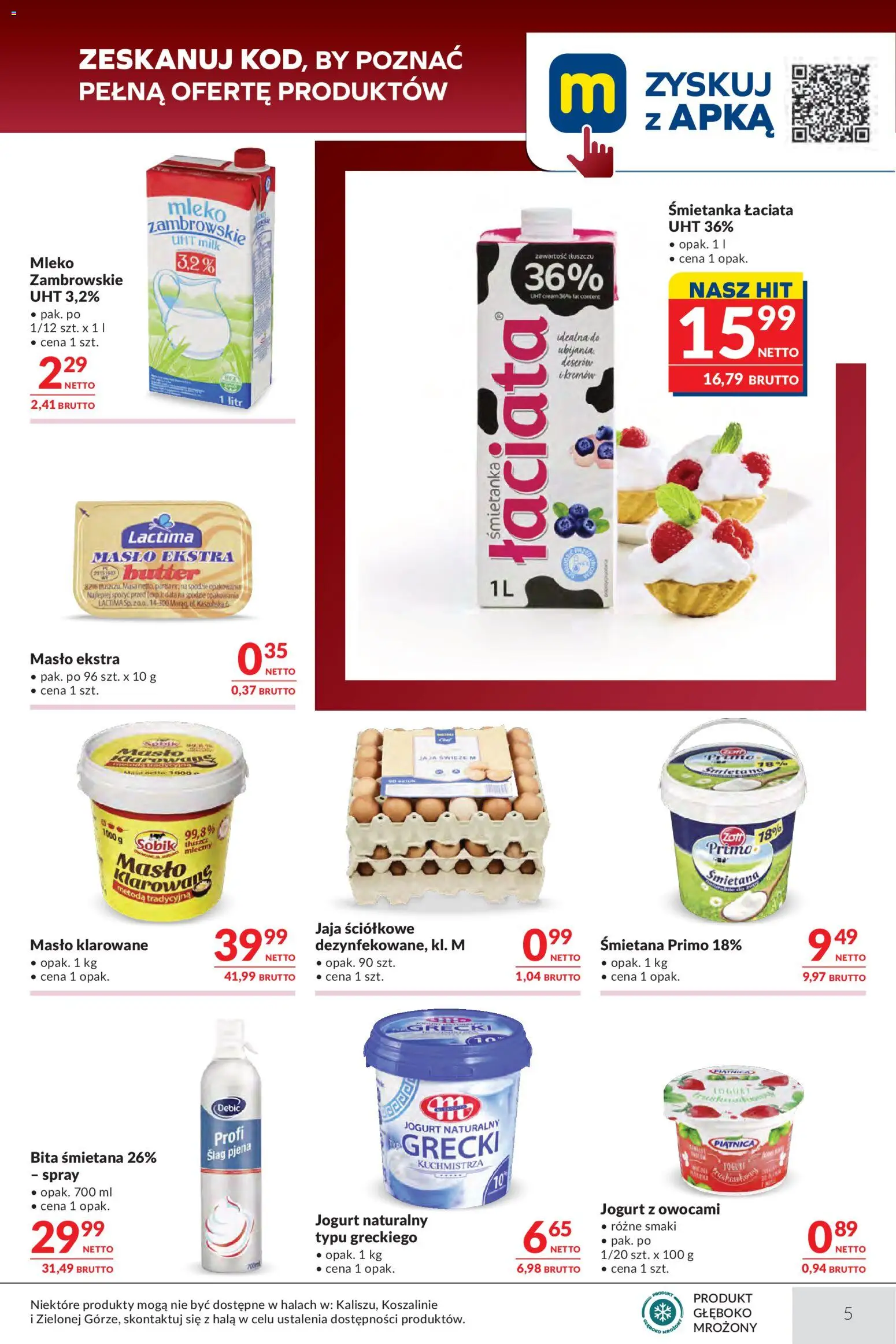 Makro gazetka - Oferta dla gastronomii od 28.04.2026 | Strona: 5 | Produkty: Masło klarowane, Mleko, Masło, Jaja