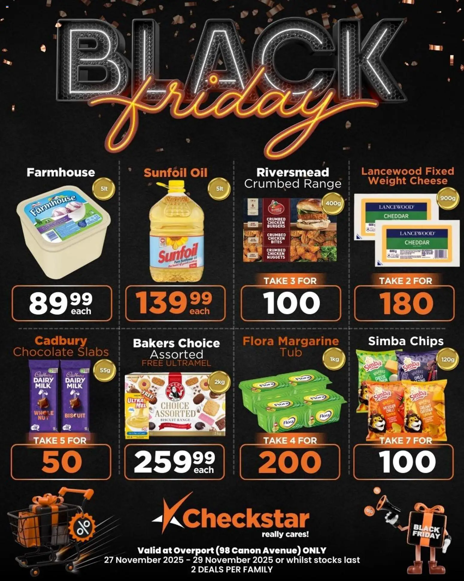 New Check Star catalogue – valid from 27.11.2025 | Page: 3 | Products: Chocolate, Chicken, Burgers, Chips