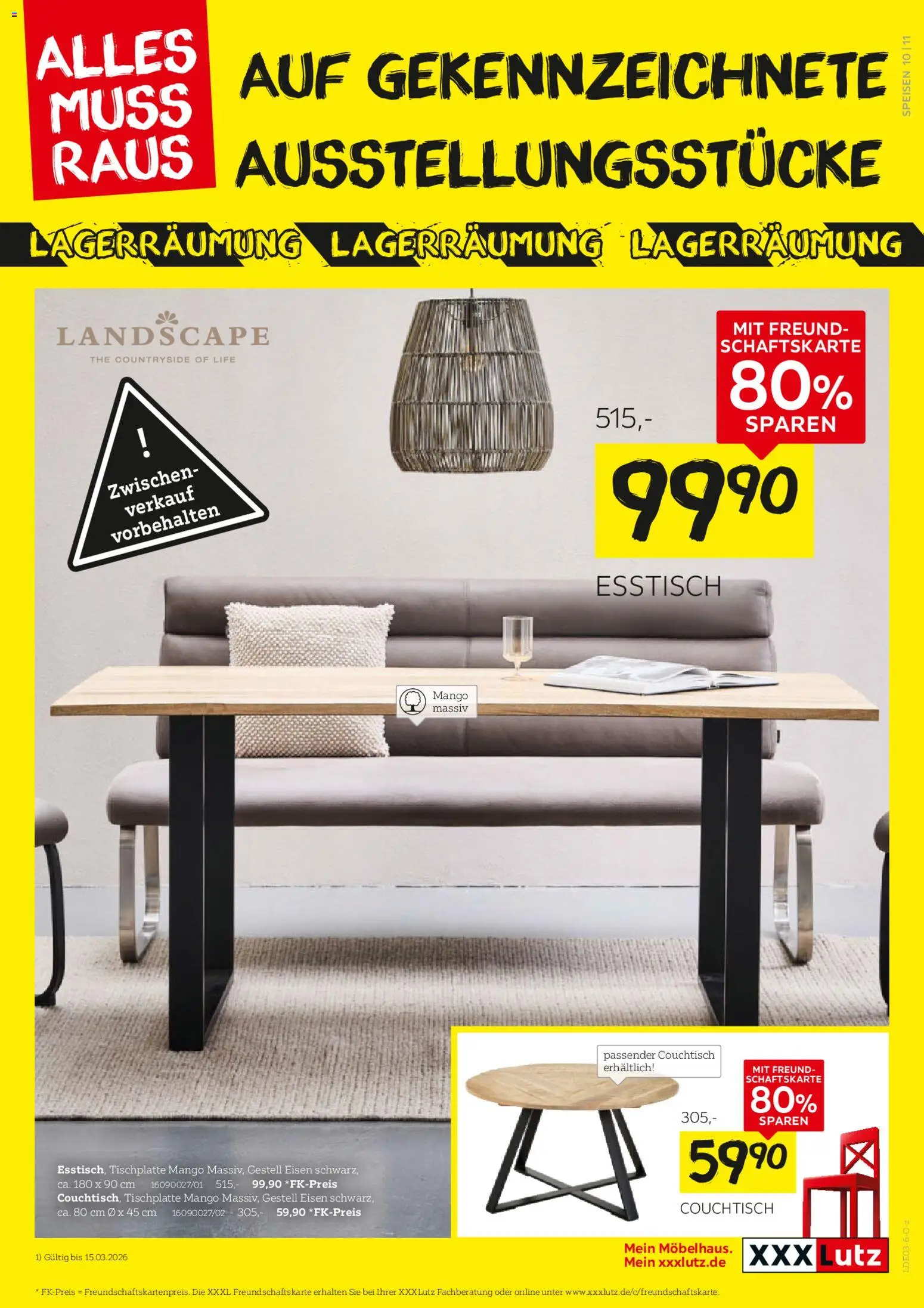 XXXL Lutz Größte Lagerräumung – gültig ab 01.03.2026 | Seite: 11 | Produkte: Esstisch, Couchtisch, Mango