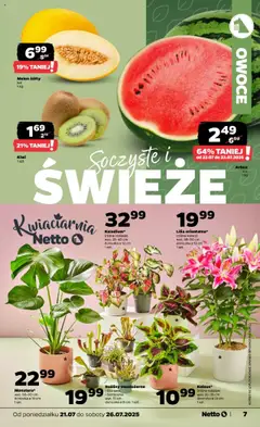 Netto gazetka - Spożywcza od 21.07.2025 | Strona: 7 | Produkty: Arbuz, Melon, Kiwi, Owoce