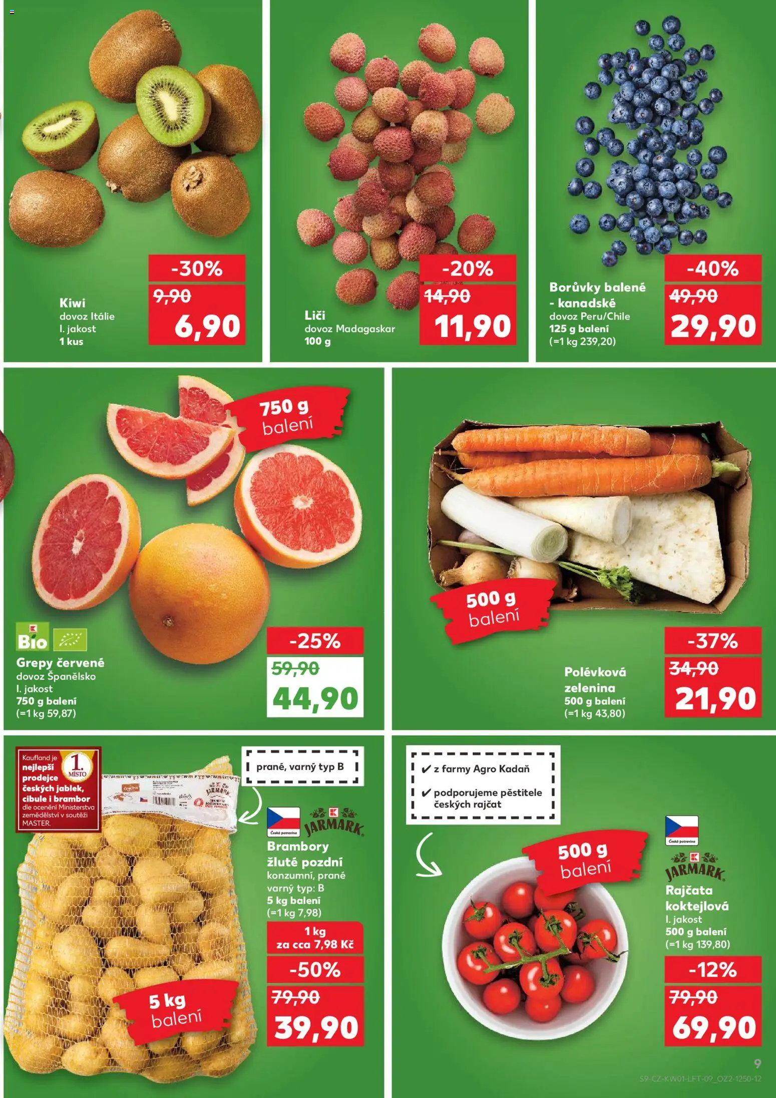 Kaufland leták - Ostrava od 02.01.2026 | Strana: 9 | Produkty: Rajčata, Borůvky, Zelenina, Cibule