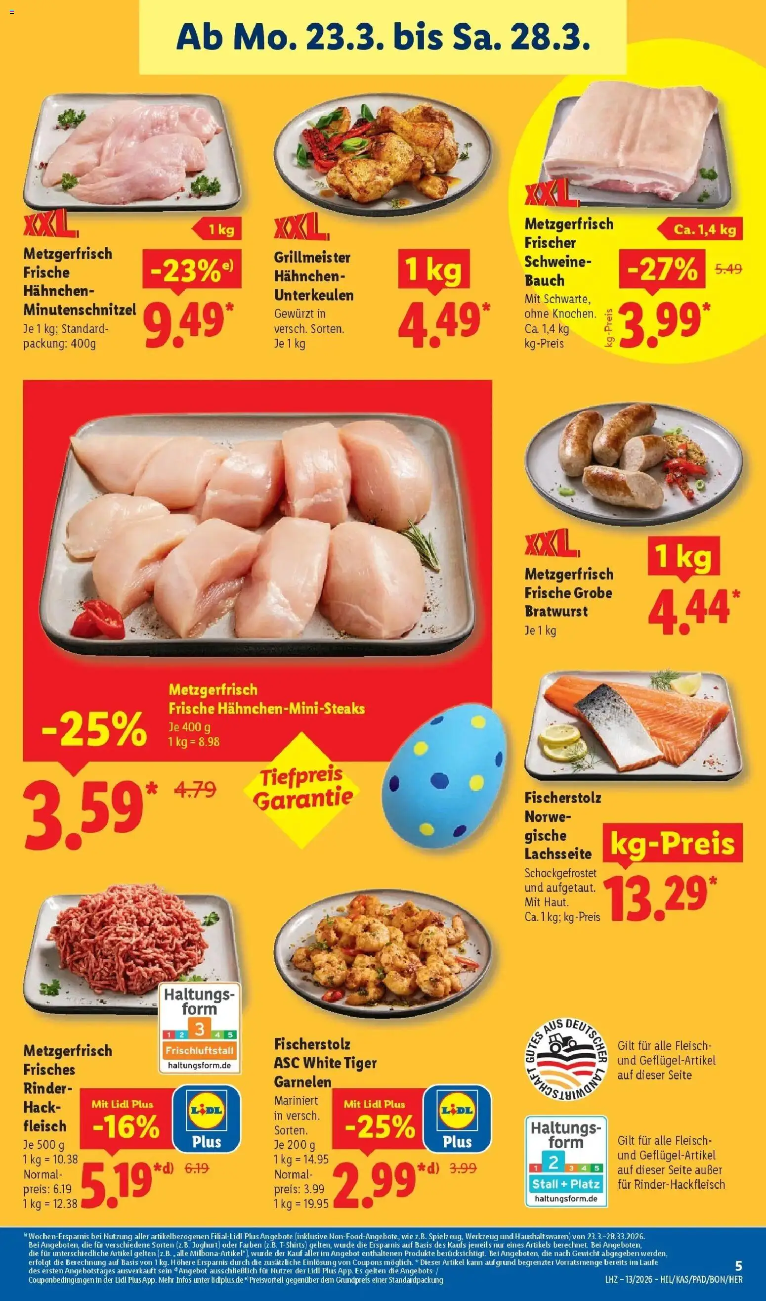 Lidl Prospekt Braunschweig – gültig ab 23.03.2026 | Seite: 7 | Produkte: Hahnchen, Bratwurst, Garnelen, Saft