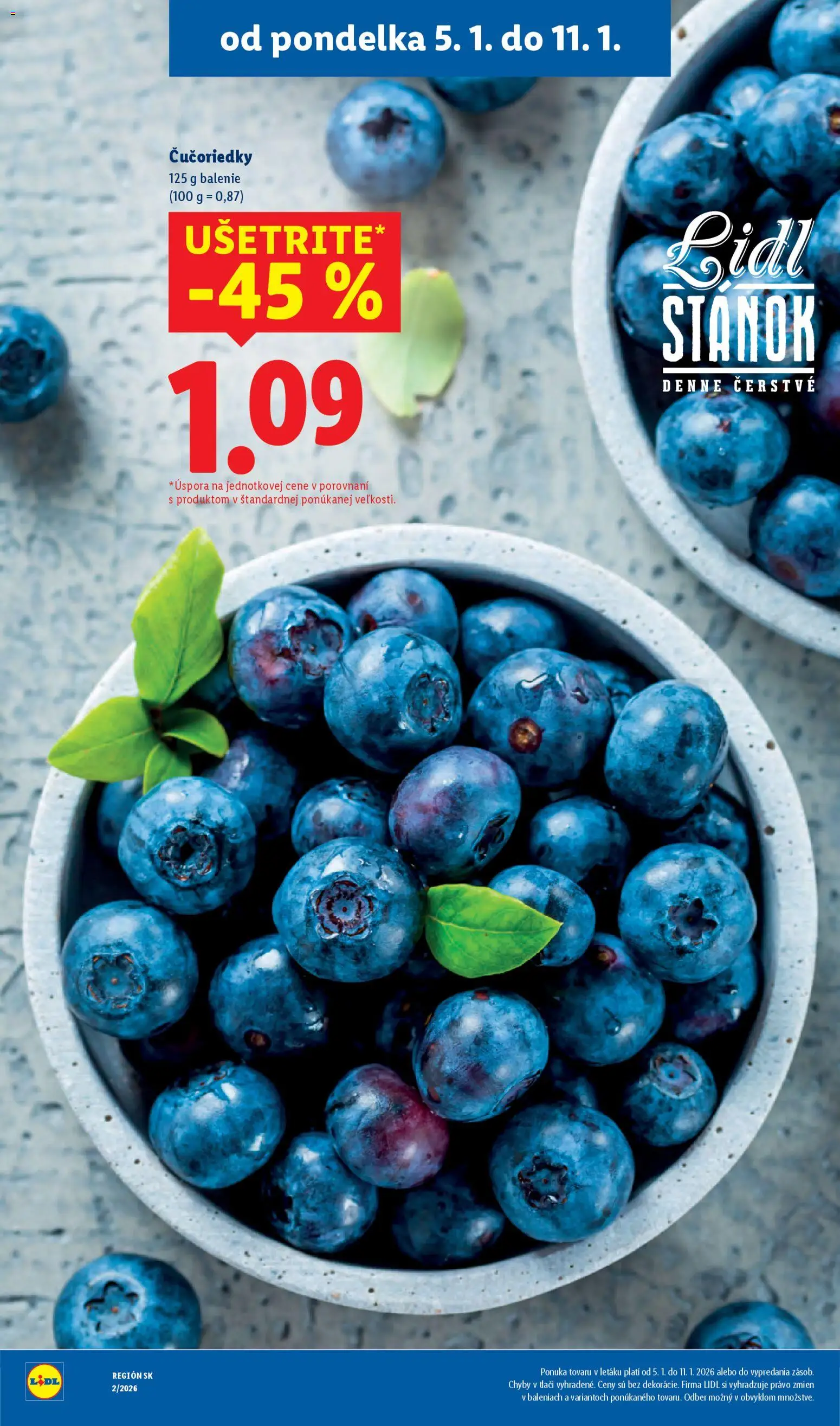 Nové Lidl akcie – leták je platný od 05.01.2026 | Strana: 16 | Produkty: Čučoriedky