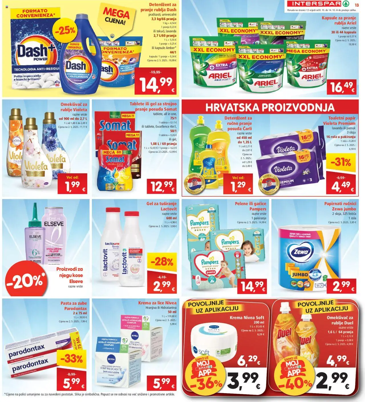 Interspar katalog | vrijedi od 08.10.2025 | Stranica: 15 | Proizvodi: Omekšivač, Deterdžent, Toaletni papir, Tableta