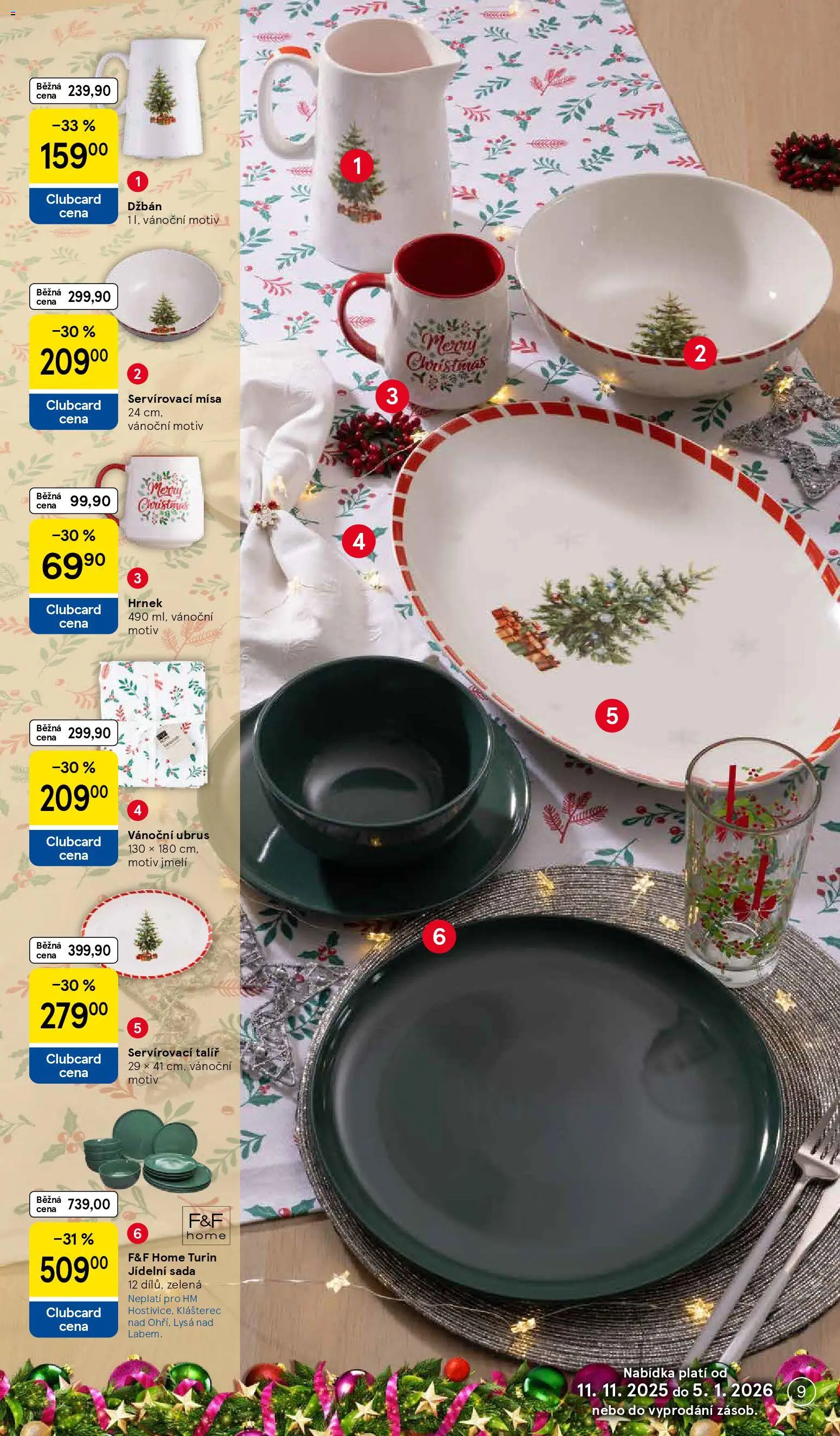 Tesco katalog od 25.11.2025 | Strana: 9 | Produkty: Džbán, Hrnek, Talíř, Ubrus