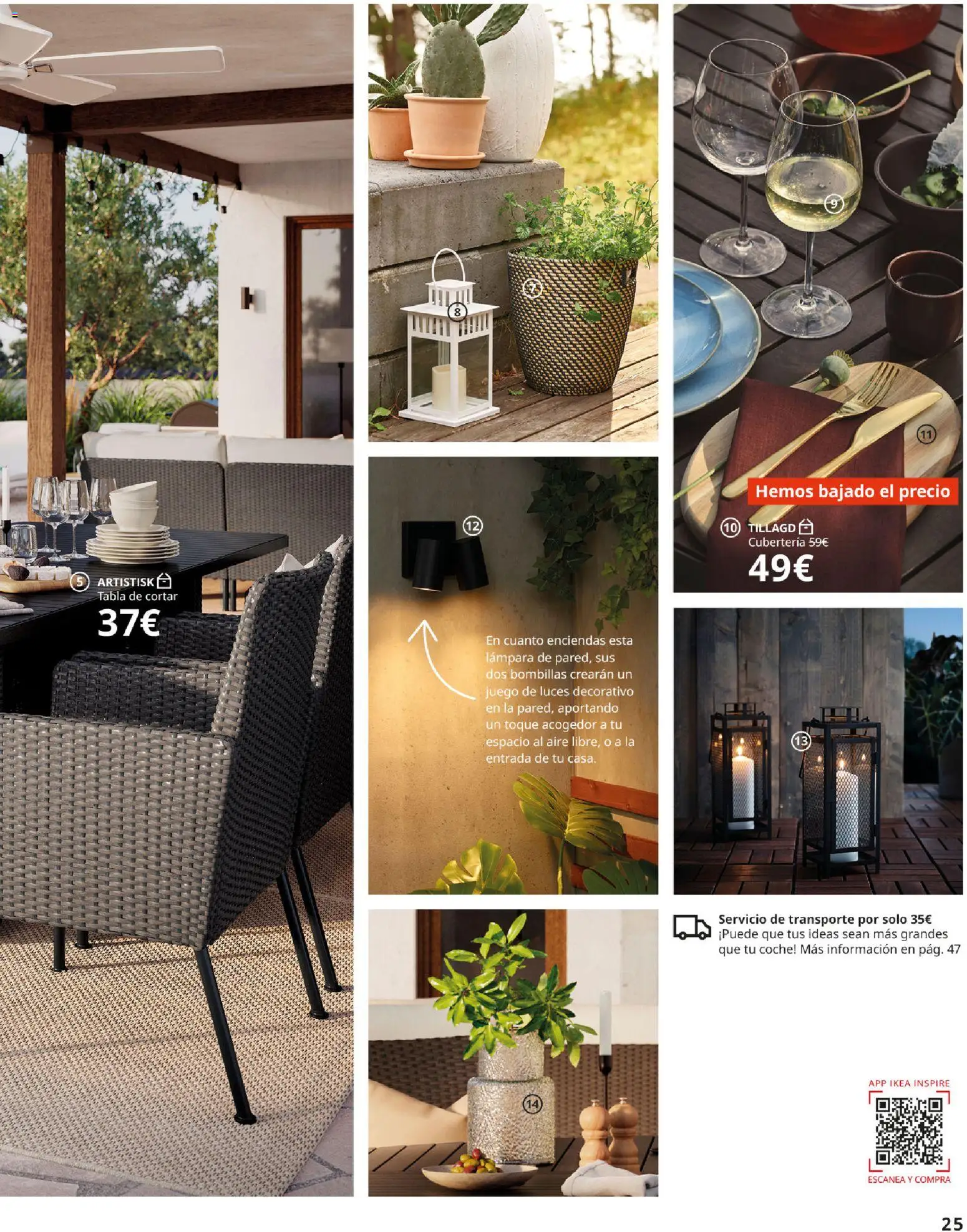 Catálogo IKEA Muebles de exterior │ válido desde el 17.12.2025 | Página: 25 | Productos: Tabla de cortar, Cubertería, Lámpara