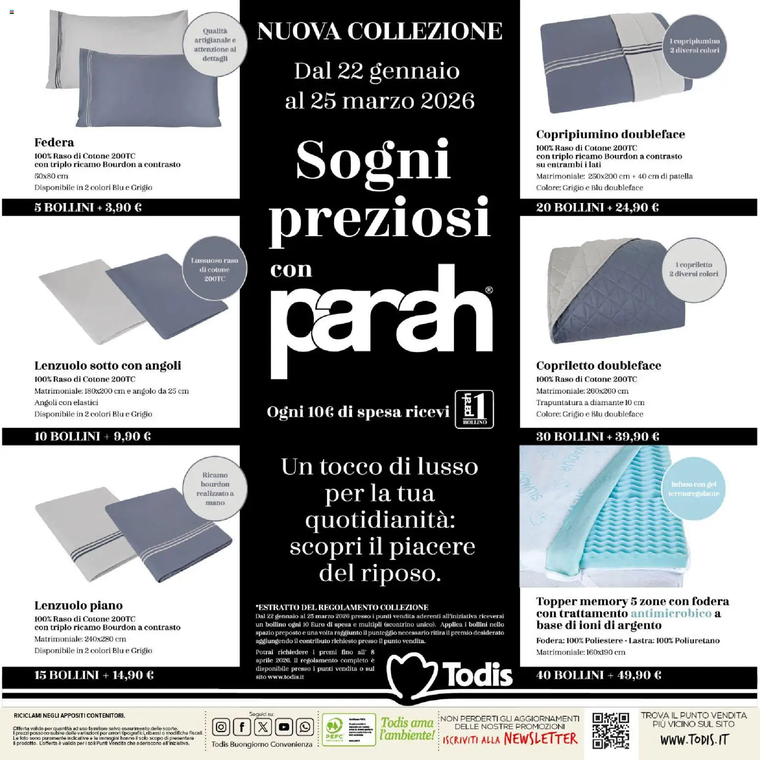 Volantino Todis del 05.02.2026 | Pagina: 24 | Prodotti: Copripiumino, Copriletto, Federa, Elastici