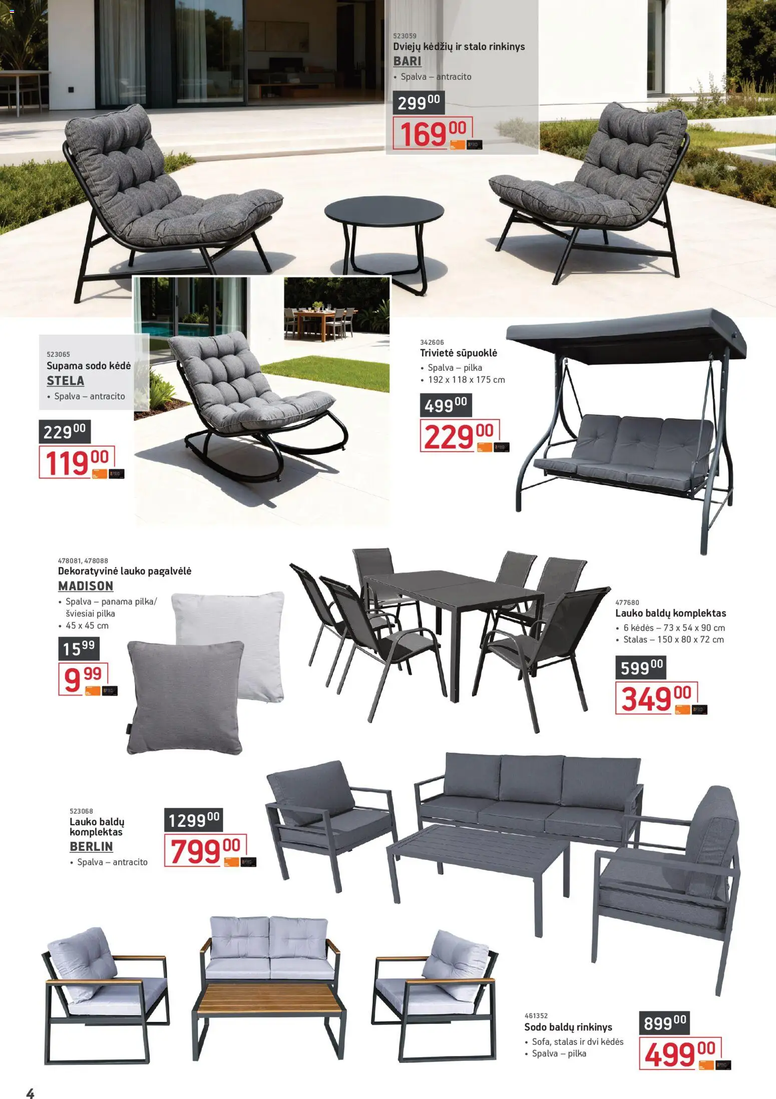 ERMITAŽAS akcijos nuo 01.04.2026 | Puslapis: 4 | Prekių: Pagalvėlė, Stalas, Kėdė