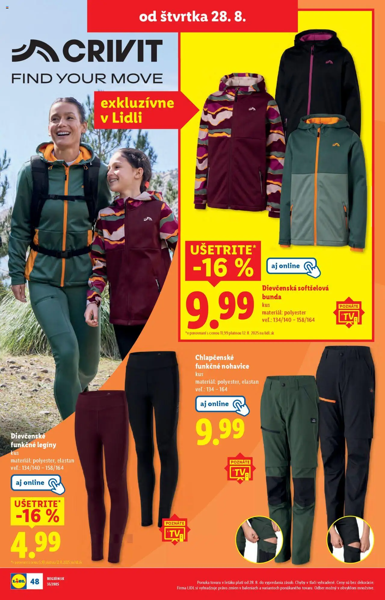 Lidl leták │ platný od 25.08.2025 | Strana: 82 | Produkty: Bunda, Nohavice, Legíny