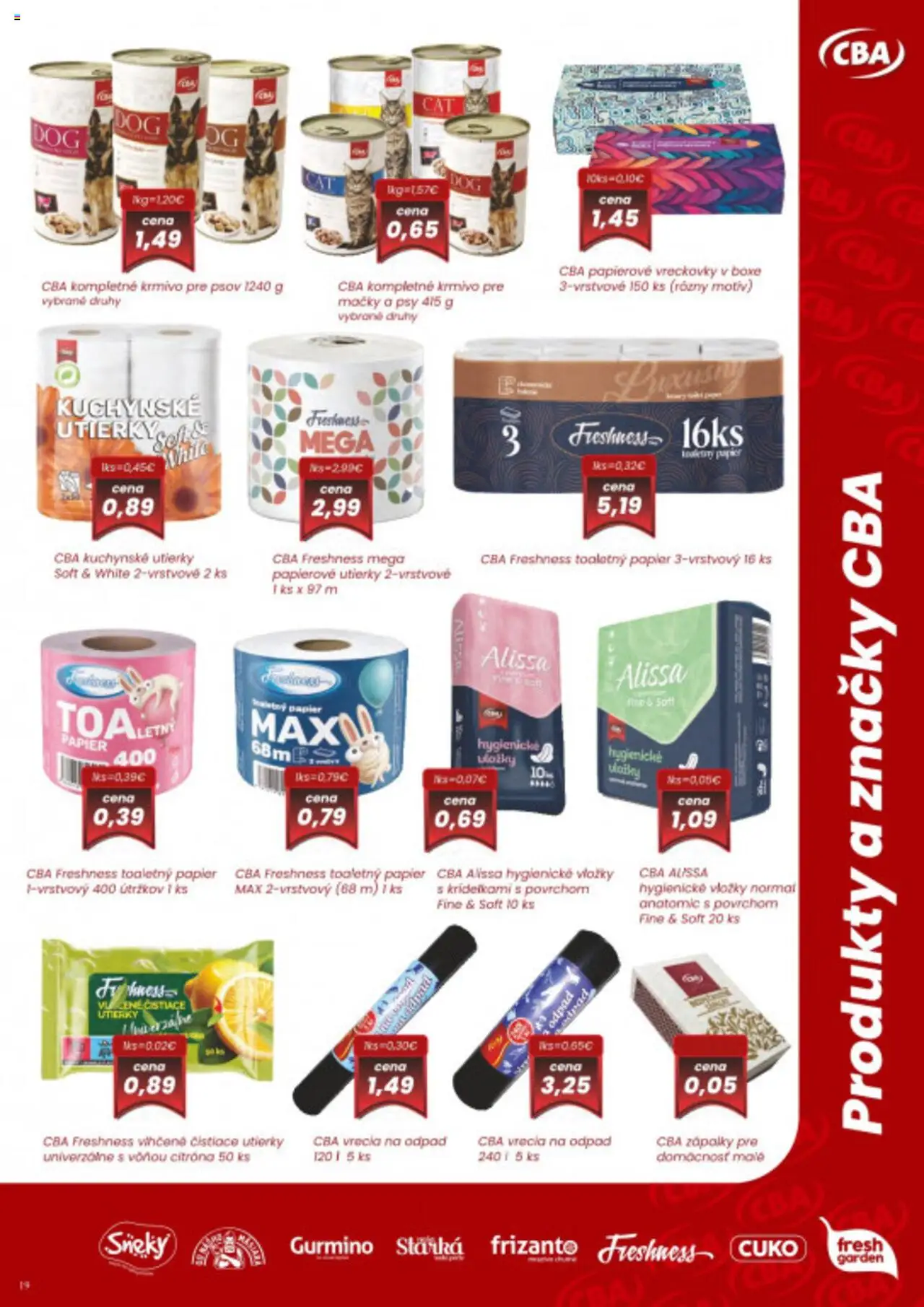 Nové CBA Verex akcie – leták je platný od 02.10.2025 | Strana: 19 | Produkty: Toaletný papier