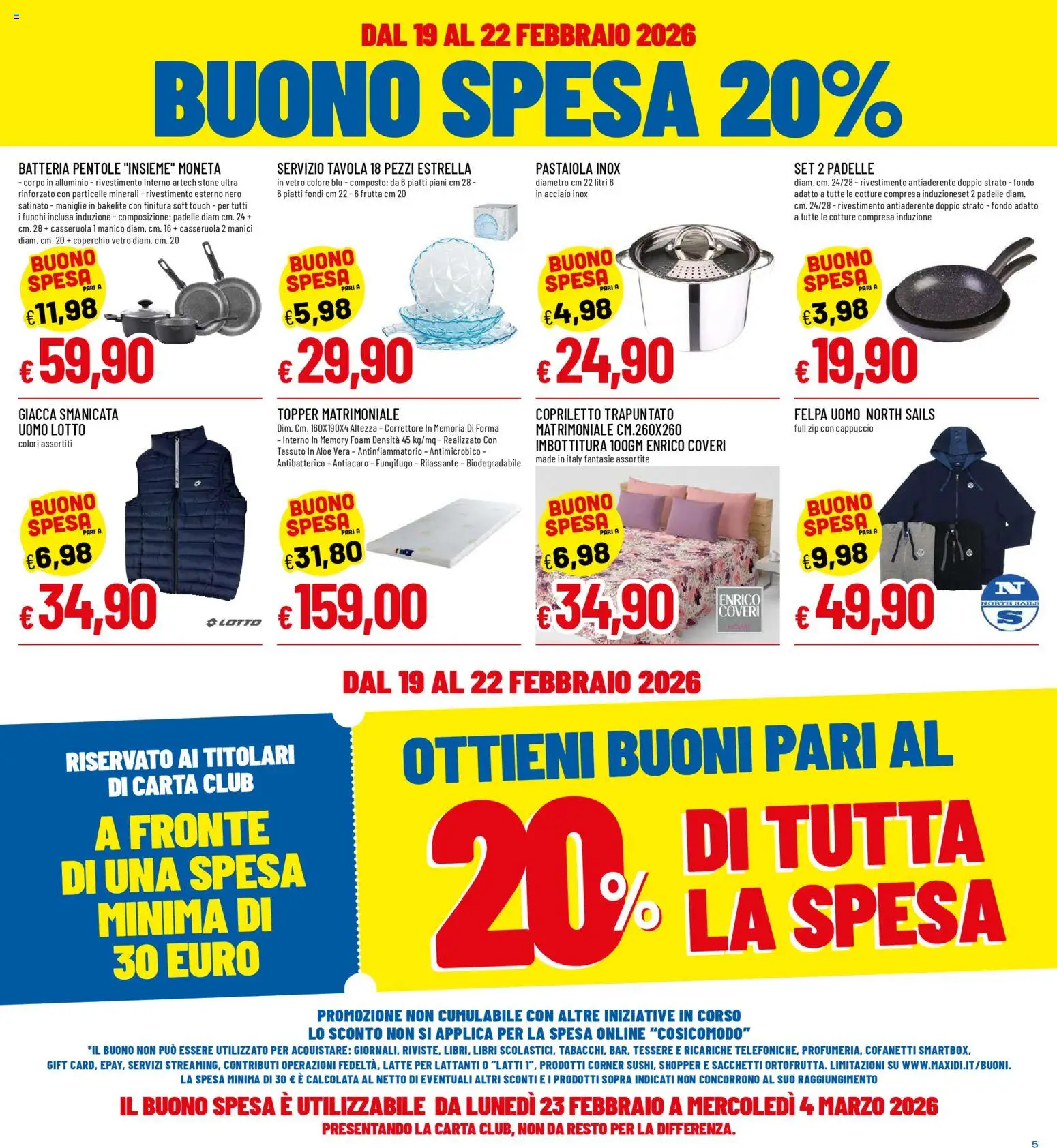 Volantino Galassia del 19.02.2026 | Pagina: 5 | Prodotti: Casseruola, Alluminio, Aloe vera, Copriletto