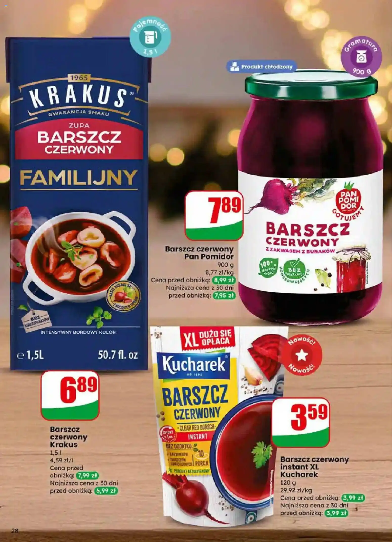 Dino Gazetka od 17.12.2025 | Strona: 28 | Produkty: Barszcz, Barszcz czerwony krakus, Zupa
