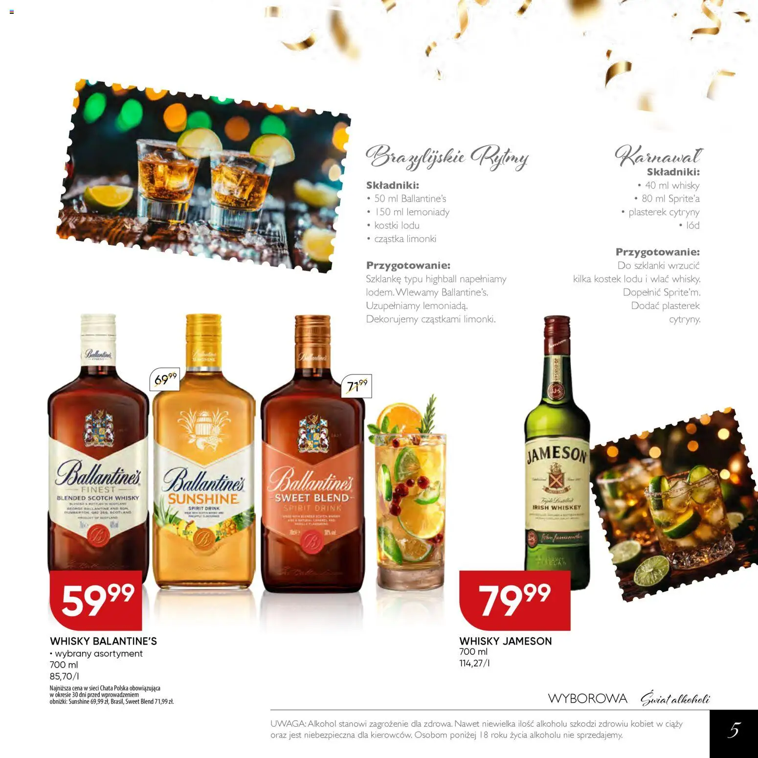 Chata Polska Gazetka - Mocna Oferta od 03.02.2026 | Strona: 5 | Produkty: Jameson, Cytryny, Szklanki, Alkohol