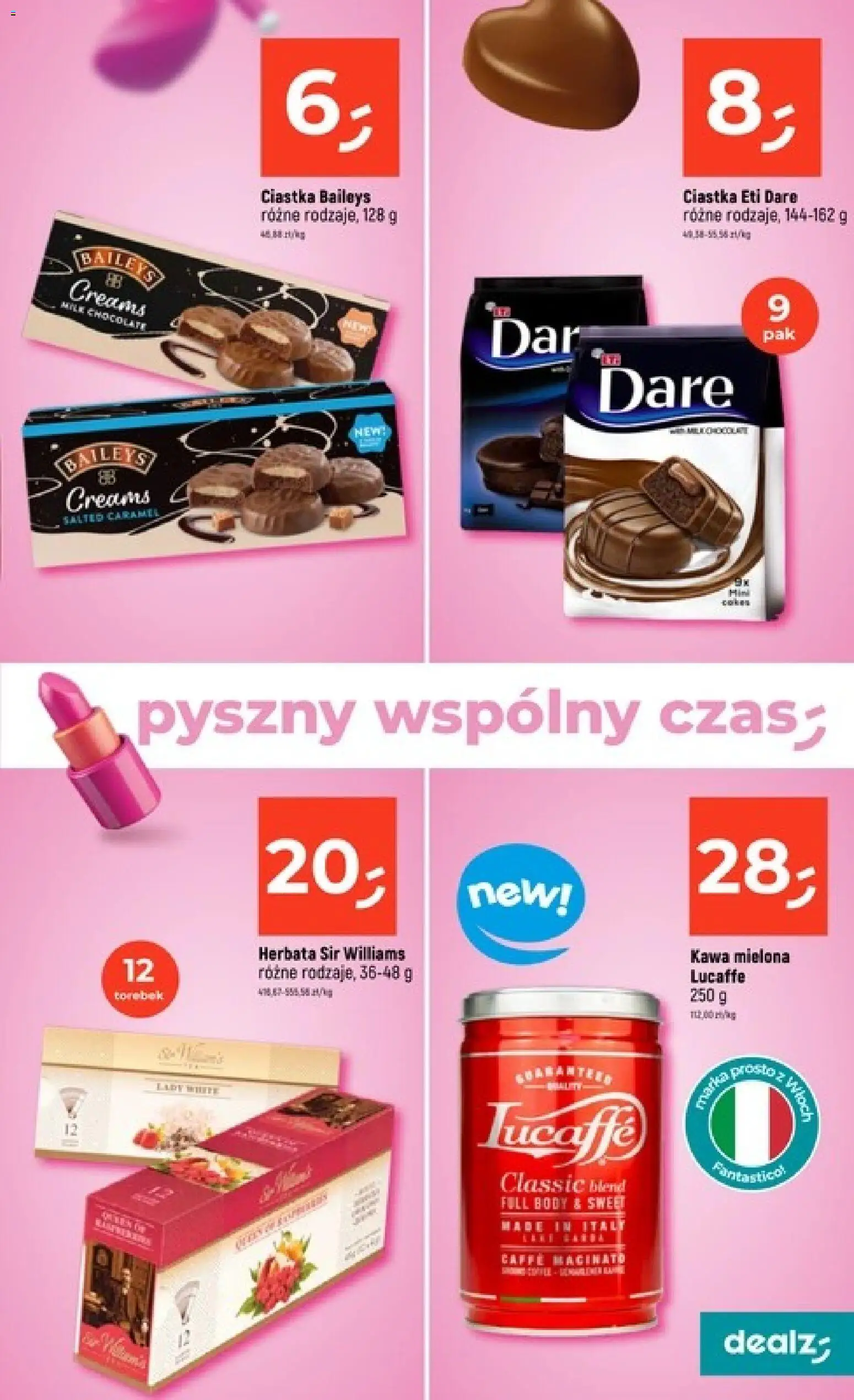 Dealz Gazetka od 19.02.2026 | Strona: 11 | Produkty: Baileys, Kawa, Herbata, Ciastka