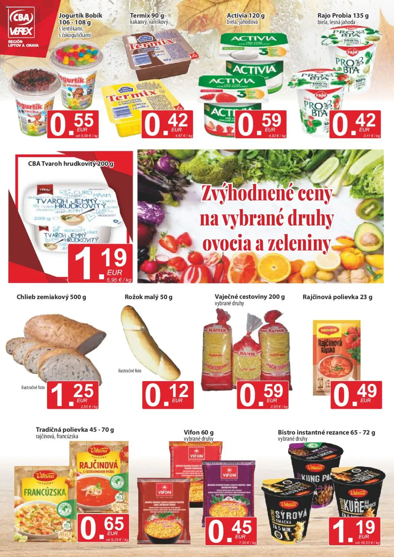 Nové CBA Verex akcie – leták je platný od 18.09.2025 | Strana: 6 | Produkty: Pás, Tvaroh, Omáčka