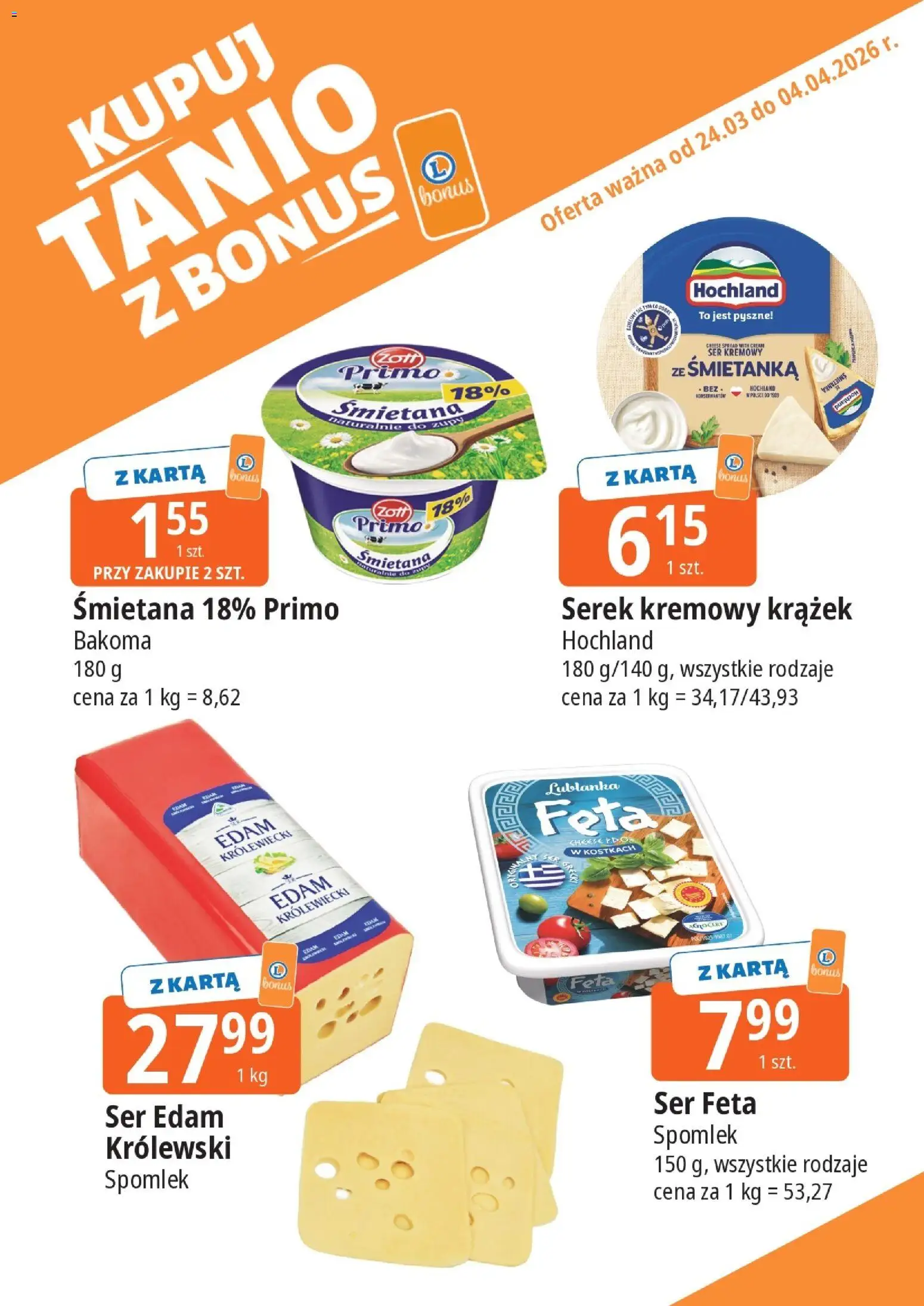 E.Leclerc gazetka - Tychy kupony dodatkowe od 24.03.2026 | Strona: 2 | Produkty: Karta, Serek, Ser, Śmietana