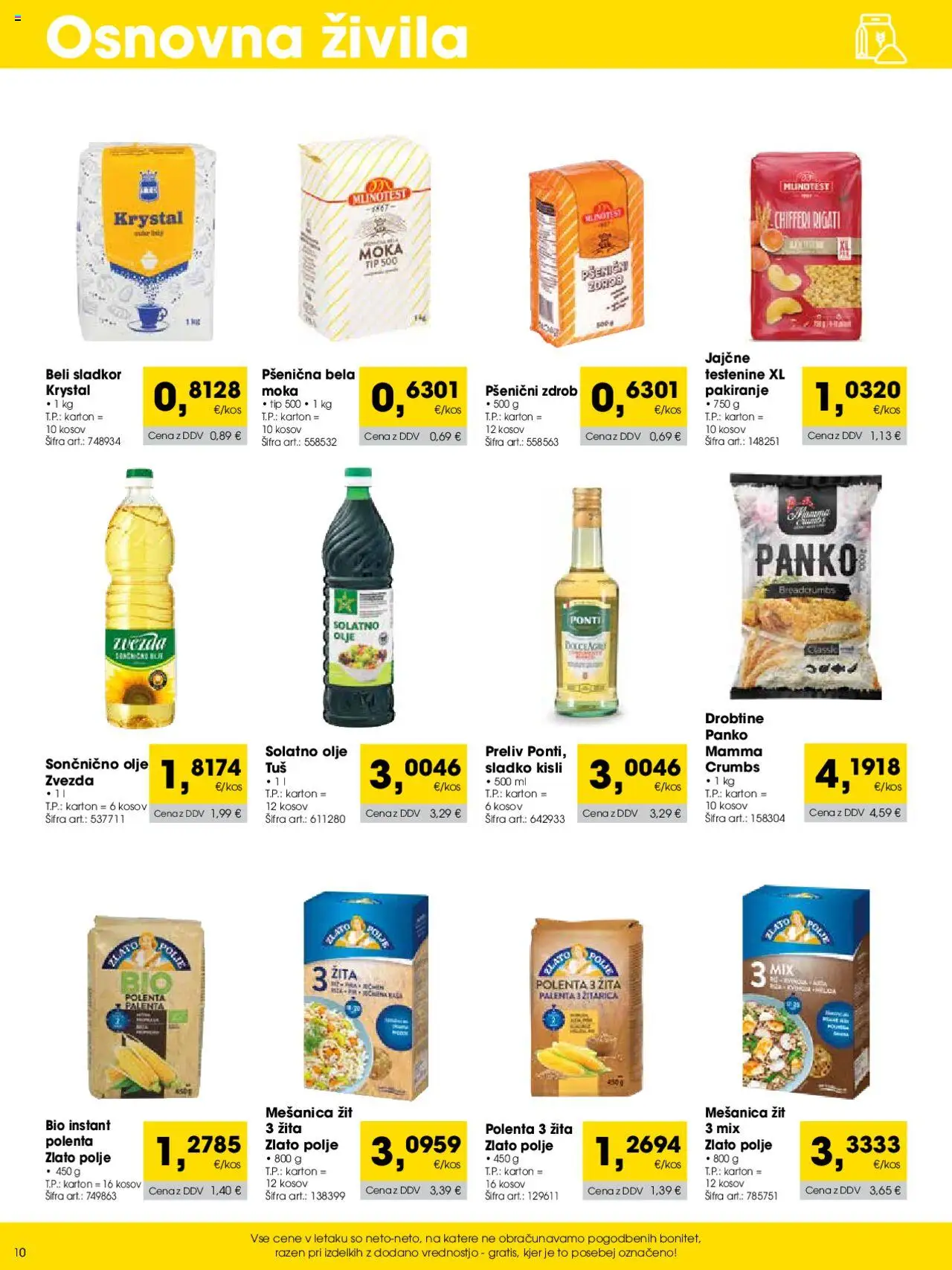 Tuš katalog cash & carry trgovec │ velja od 01.09.2025 | Stran: 10 | Izdelki: Zdrob, Olje, Polenta, Sladkor