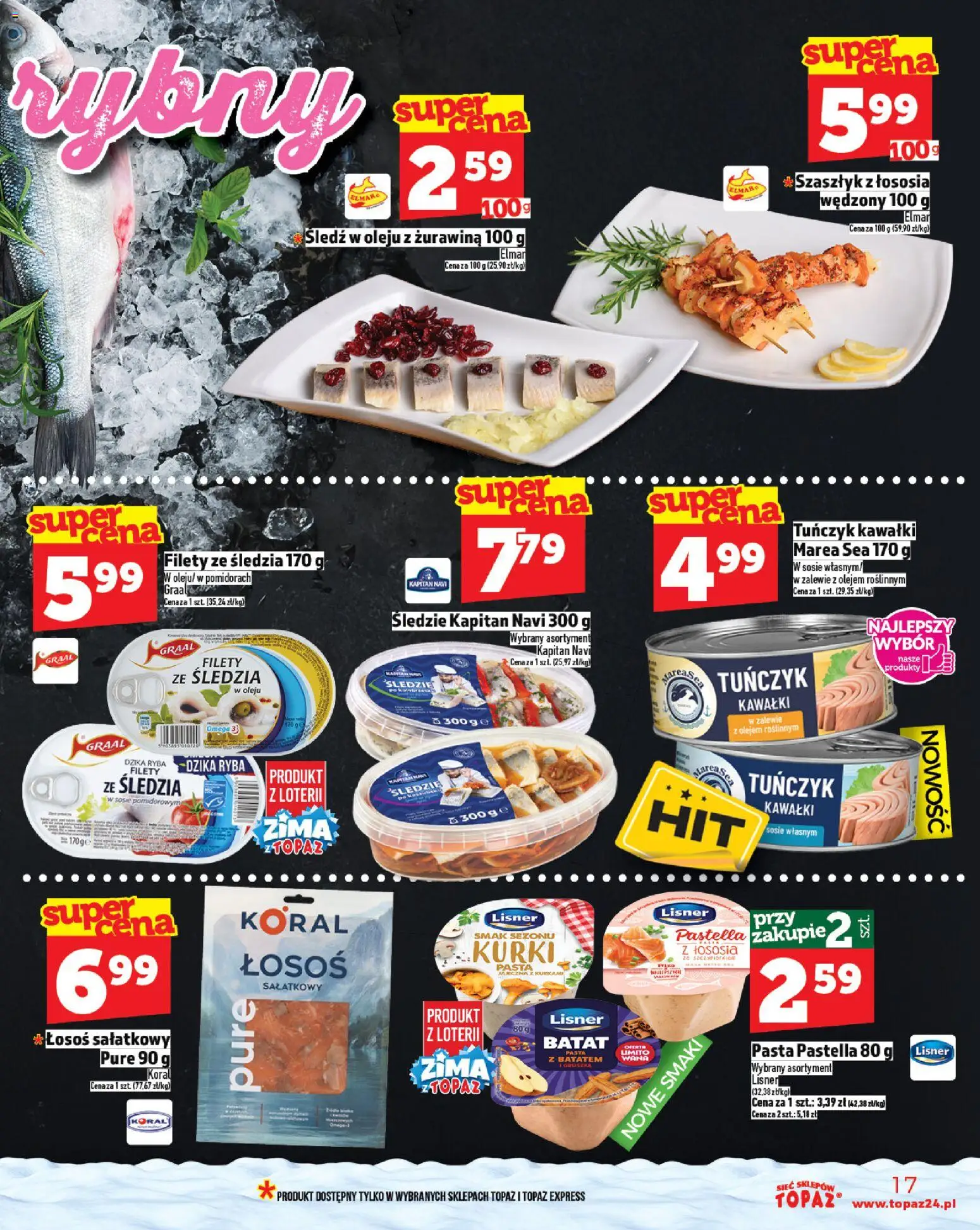 Topaz Gazetka MAZ od 27.11.2025 | Strona: 17 | Produkty: Batat, Tuńczyk, Żurawina, Ryba