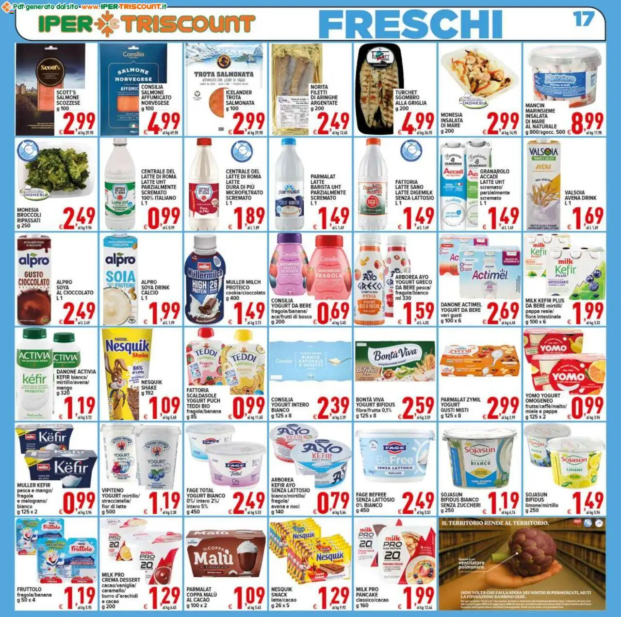 Volantino Ipertriscount del 17.10.2025 | Pagina: 17 | Prodotti: Yogurt, Insalata, Broccoli, Sgombro