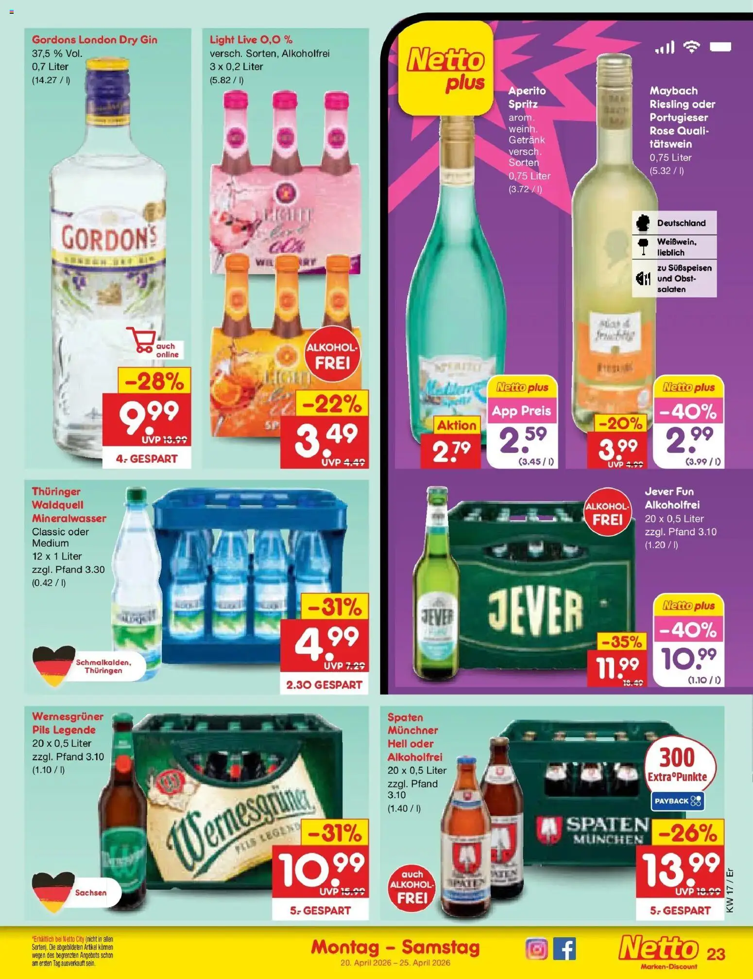 Netto Marken-Discount Prospekt Jena-Lobeda	 – gültig ab 20.04.2026 | Seite: 31 | Produkte: Pils, Obst, Jever, Gin